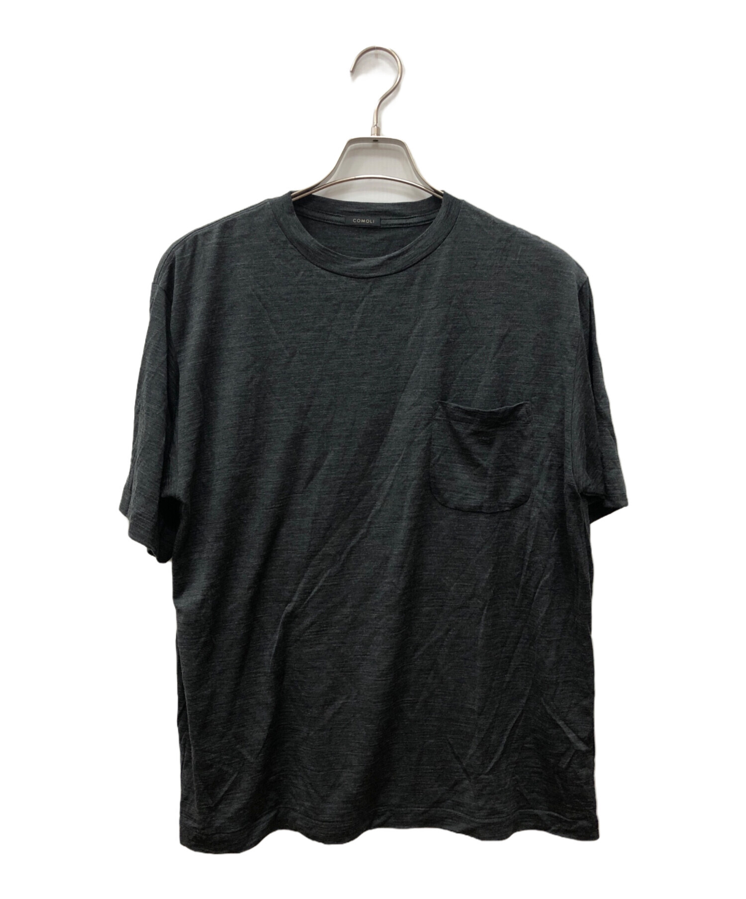 中古・古着通販】COMOLI (コモリ) ボーダー ウール天竺Tシャツ グレー 