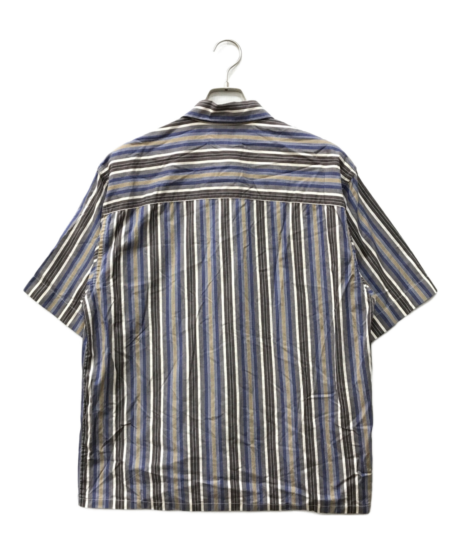 中古・古着通販】MARNI (マルニ) ロゴ刺繍半袖ストライプシャツ