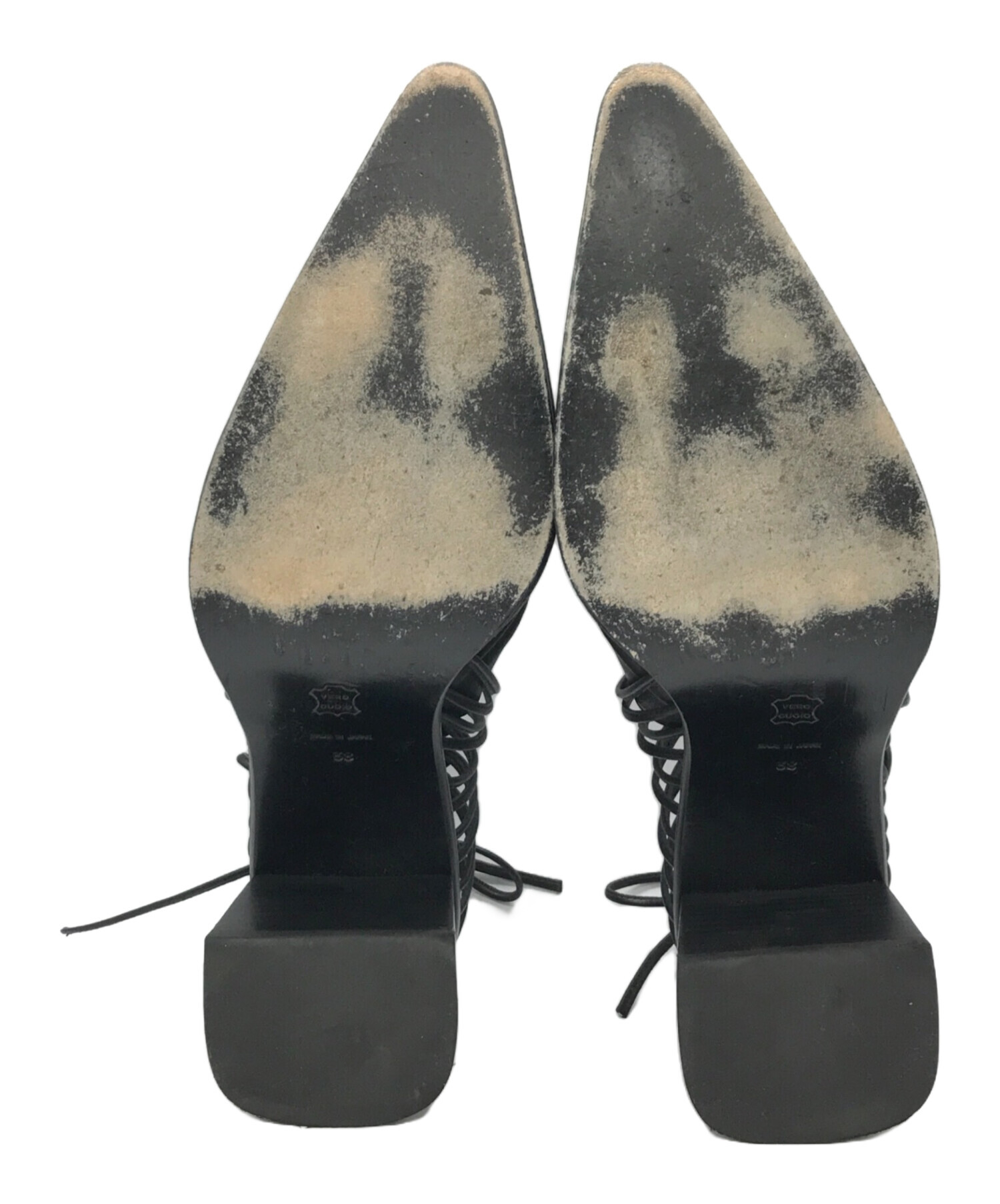 UNTISHOLD / パンプス/38/BLK/レザー 中古・古着通販】UNTISHOLD (アンチショルド) レースアップレザー