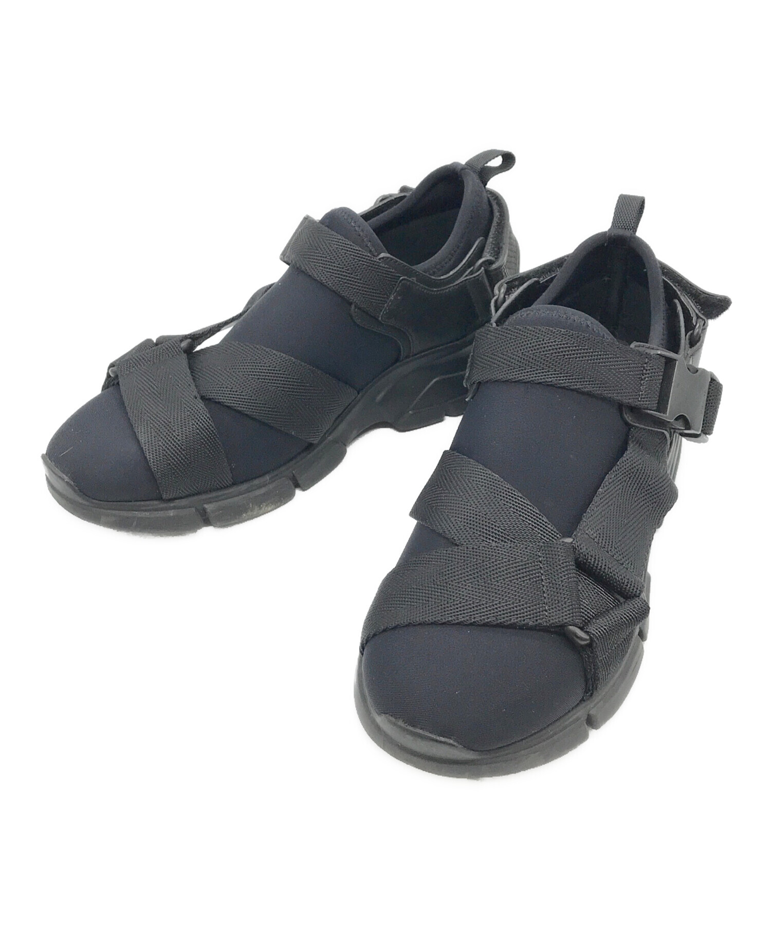 PRADA ブラック スニーカー ベルクロ　サイズ37 中古・古着通販】PRADA (プラダ) LINEA ROSSA ベルクロスニーカー