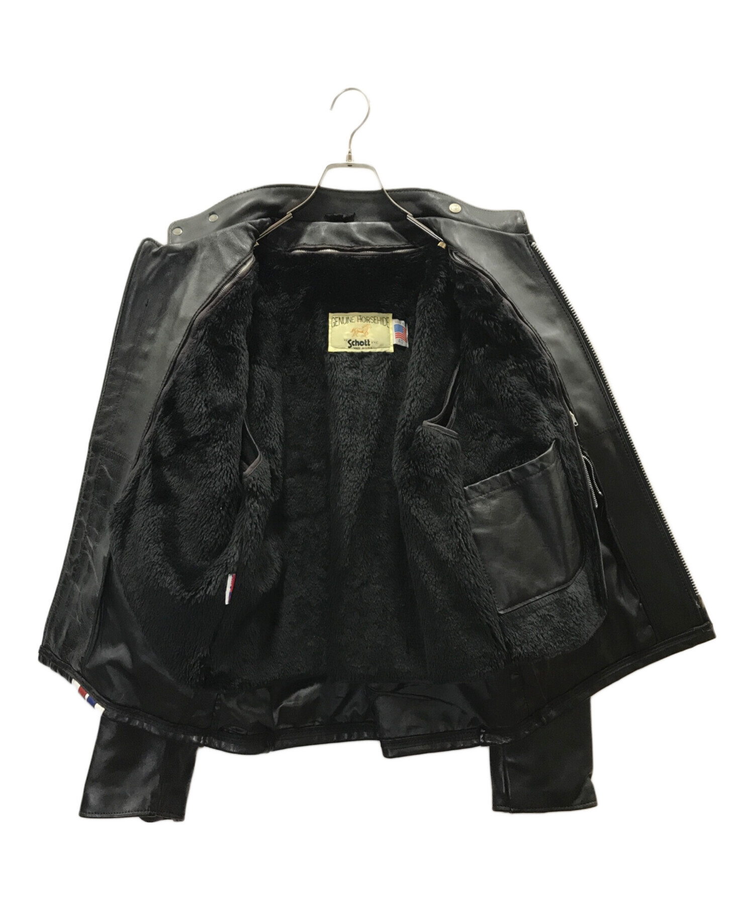 ショット ブラックレザーシングルライダースジャケットサイズ40 Schott