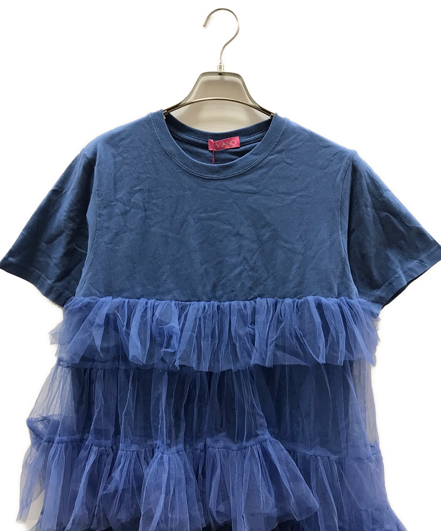 中古・古着通販】VIVIANO (ヴィヴィアーノ) Asymmetric Tulle T-shirt
