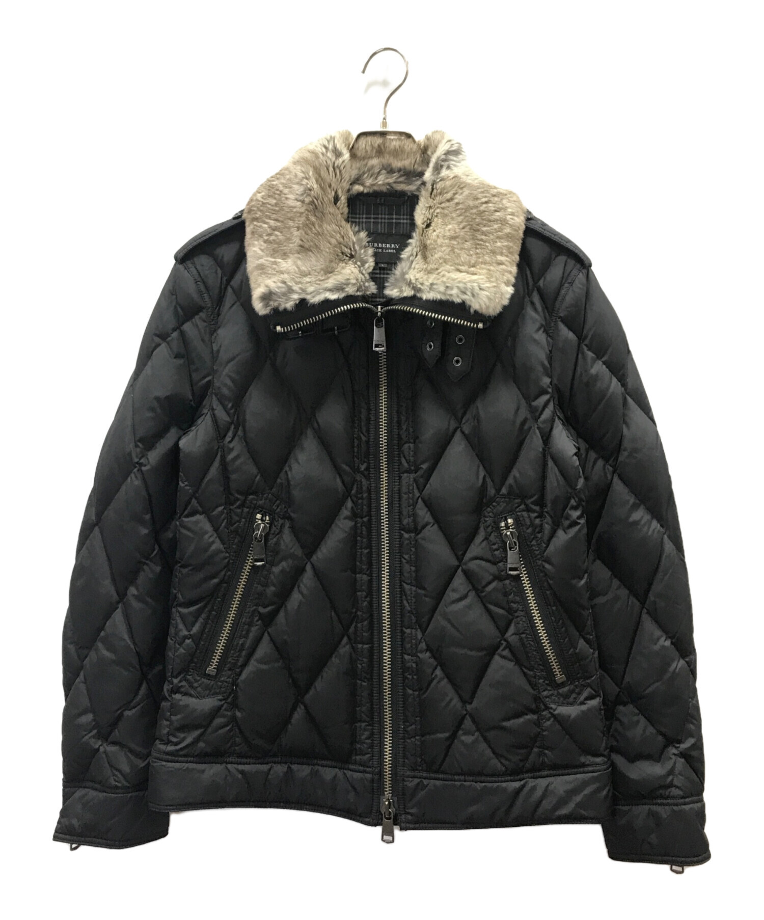 バーバリーブラックレーベル ダウンジャケット ラビットファー Lサイズ
