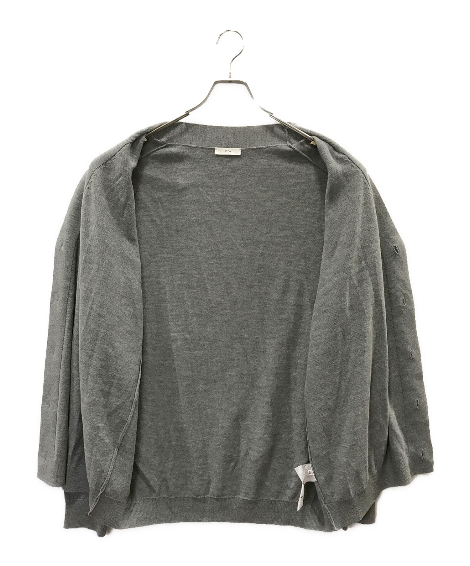 未使用 ATON グレー カーディガン 中古・古着通販】ATON (エイトン) オーバーサイズ カーディガン グレー