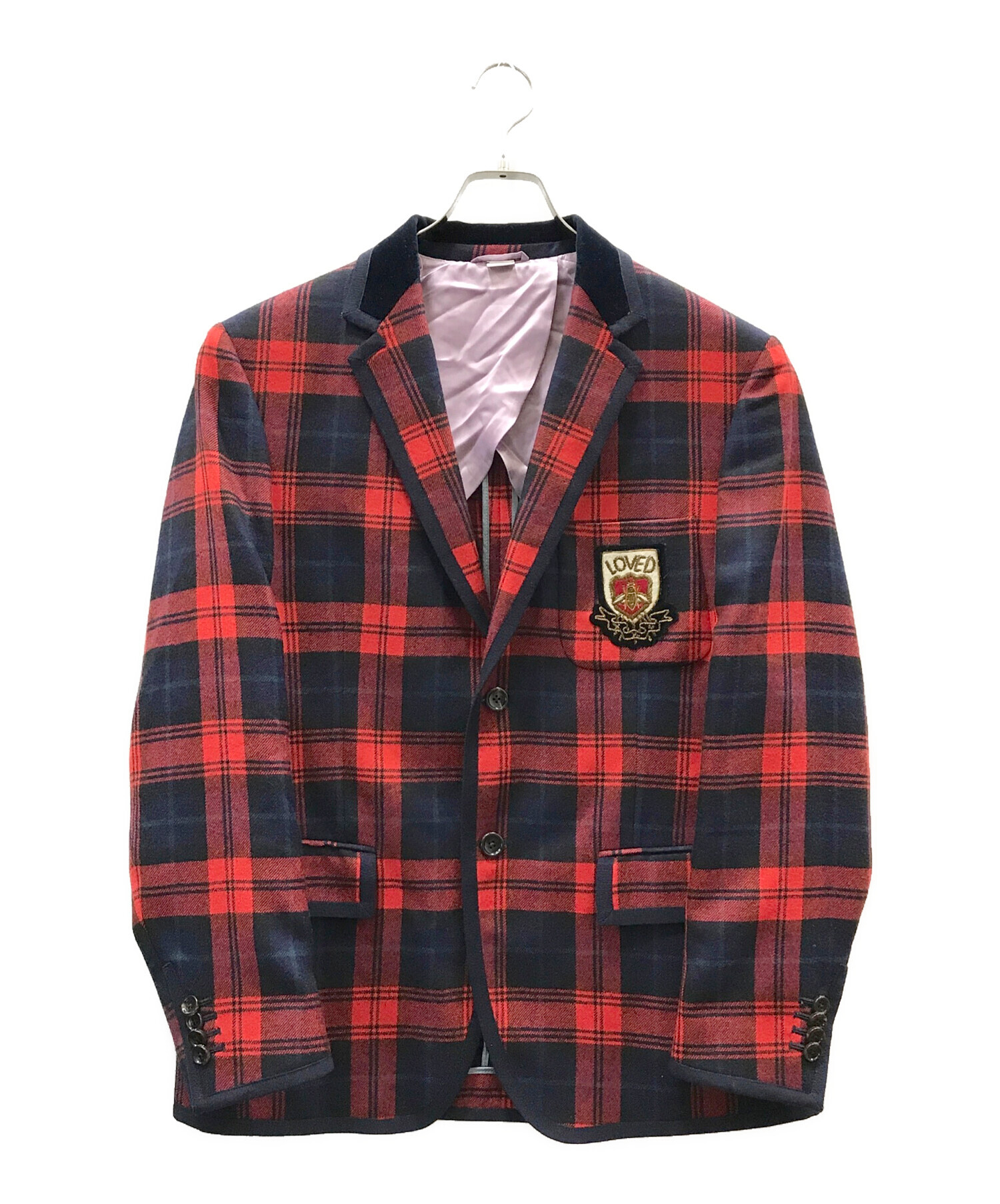 中古・古着通販】GUCCI (グッチ) チェックジャケット レッド サイズ:50 