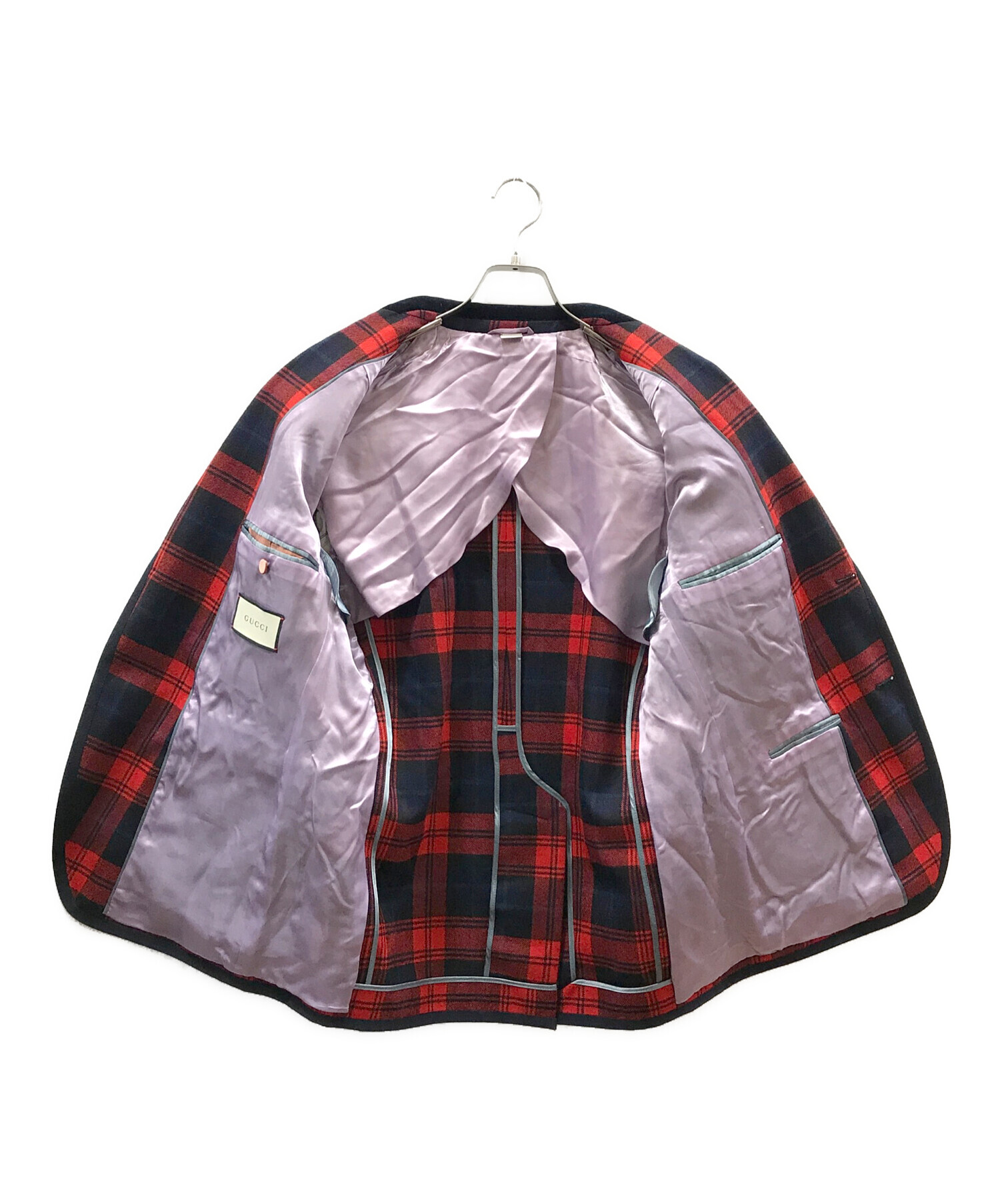 中古・古着通販】GUCCI (グッチ) チェックジャケット レッド サイズ:50 