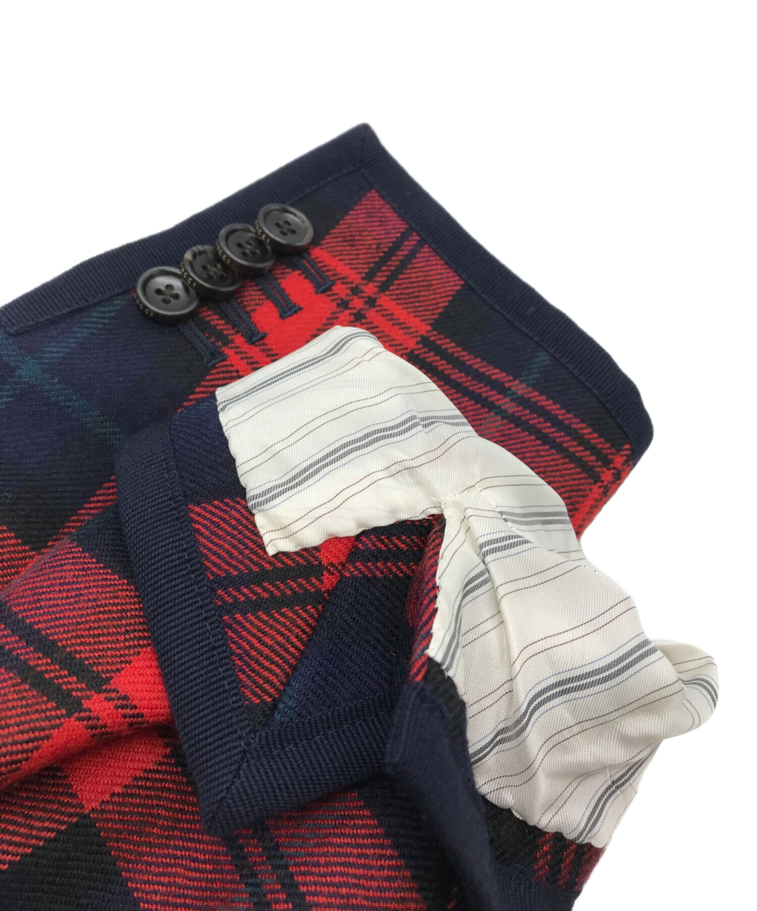 中古・古着通販】GUCCI (グッチ) チェックジャケット レッド サイズ:50 