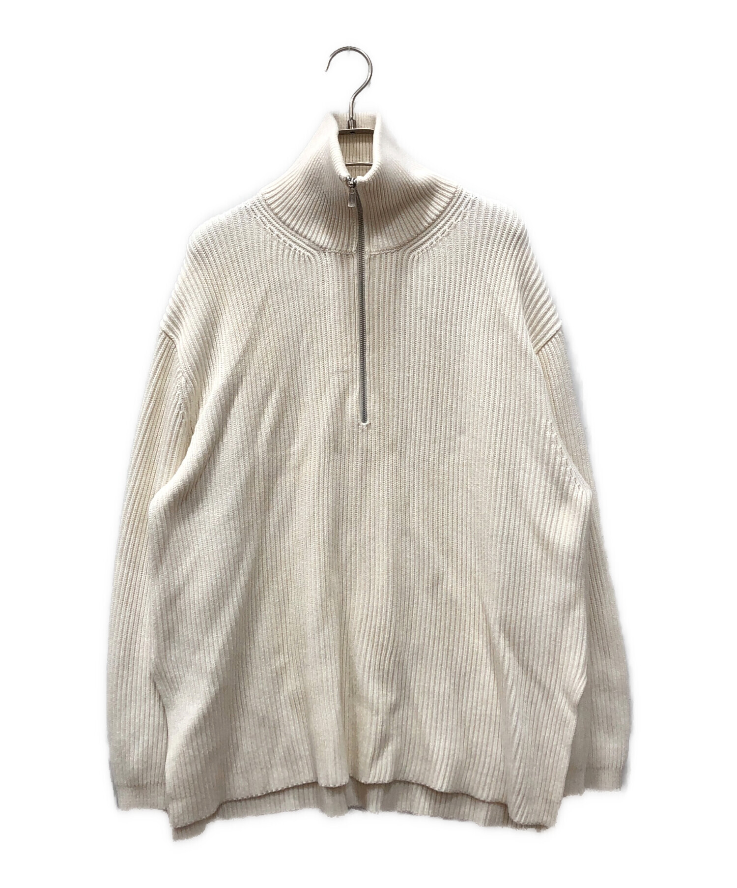 美品 ギャルリーヴィー コットンシルク リブ編みハーフジップ ニット アイボリー 美品 ギャルリーヴィー コットンシルク リブ編みハーフジップ ニット