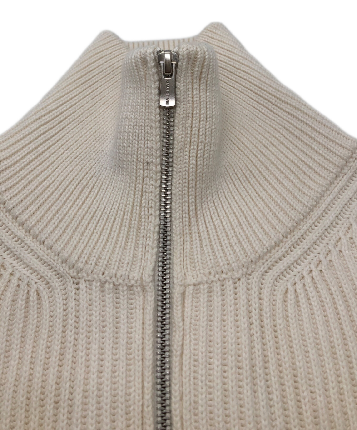 美品 ギャルリーヴィー コットンシルク リブ編みハーフジップ ニット アイボリー 美品 ギャルリーヴィー コットンシルク リブ編みハーフジップ ニット