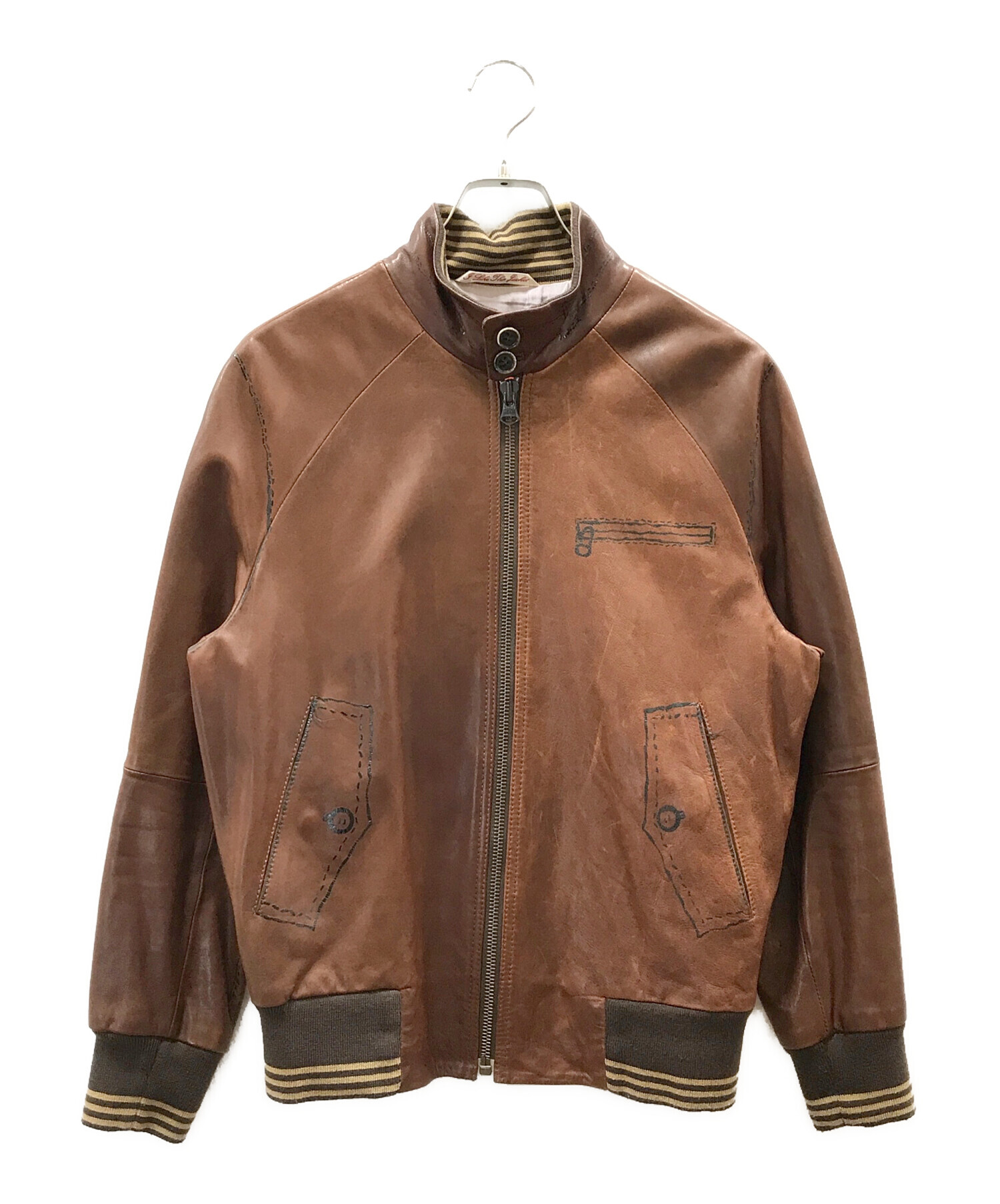 極美品 ヒューゴボス 現行タグ レザージャケット 羊革 3XLサイズ ブラウン 極美品 ヒューゴボス 現行タグ レザージャケット 羊革 3XLサイズ ブラウン