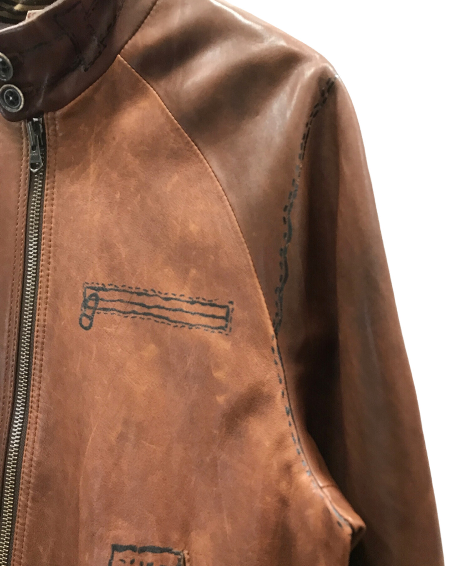 現行タグ 美品 HUGO BOSS ブラウン レザージャケット サイズ46 中古・古着通販】HUGO BOSS (ヒューゴ ボス) レザージャケット