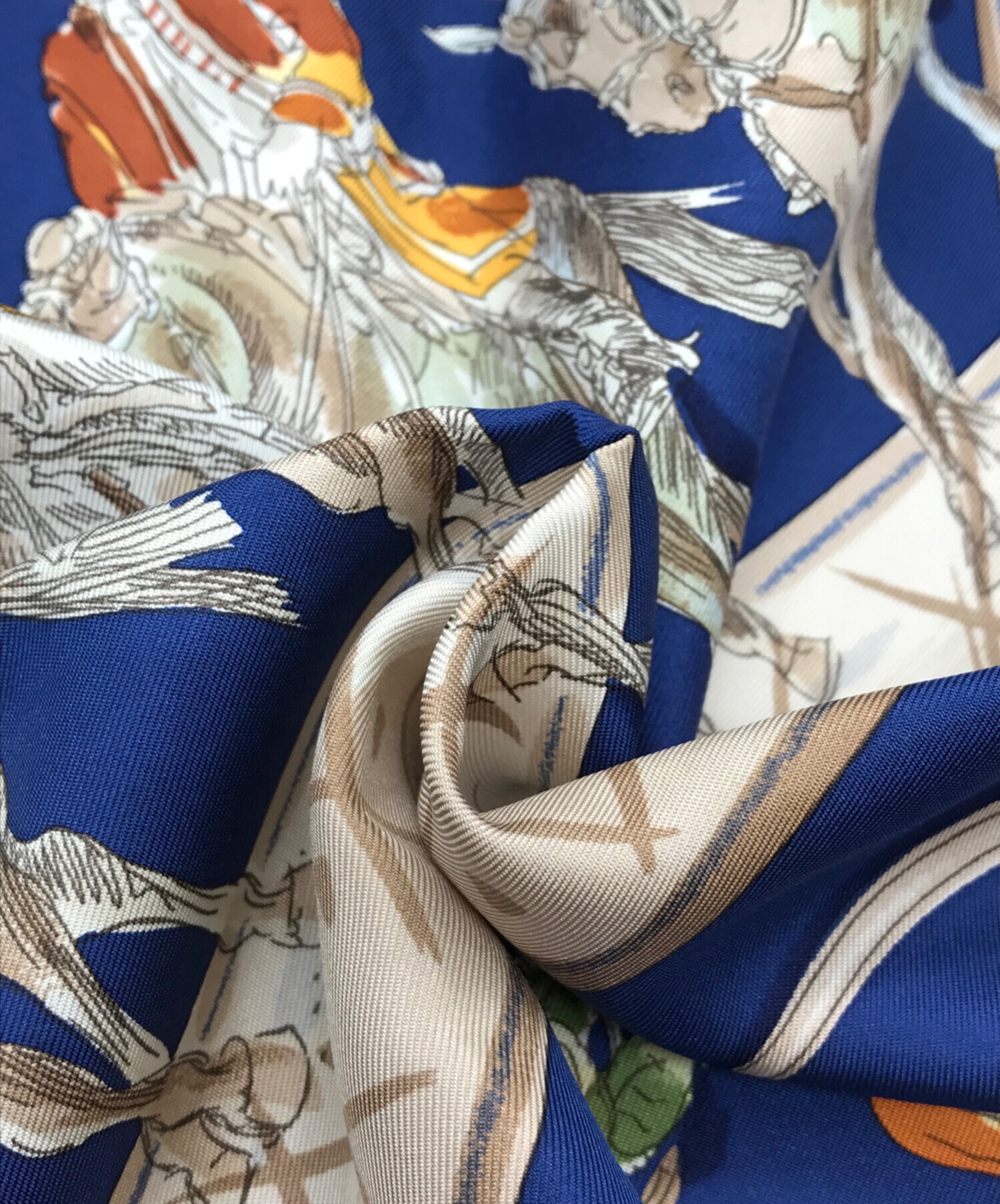 中古・古着通販】HERMES (エルメス) カレ90 シルクスカーフ ネイビー 