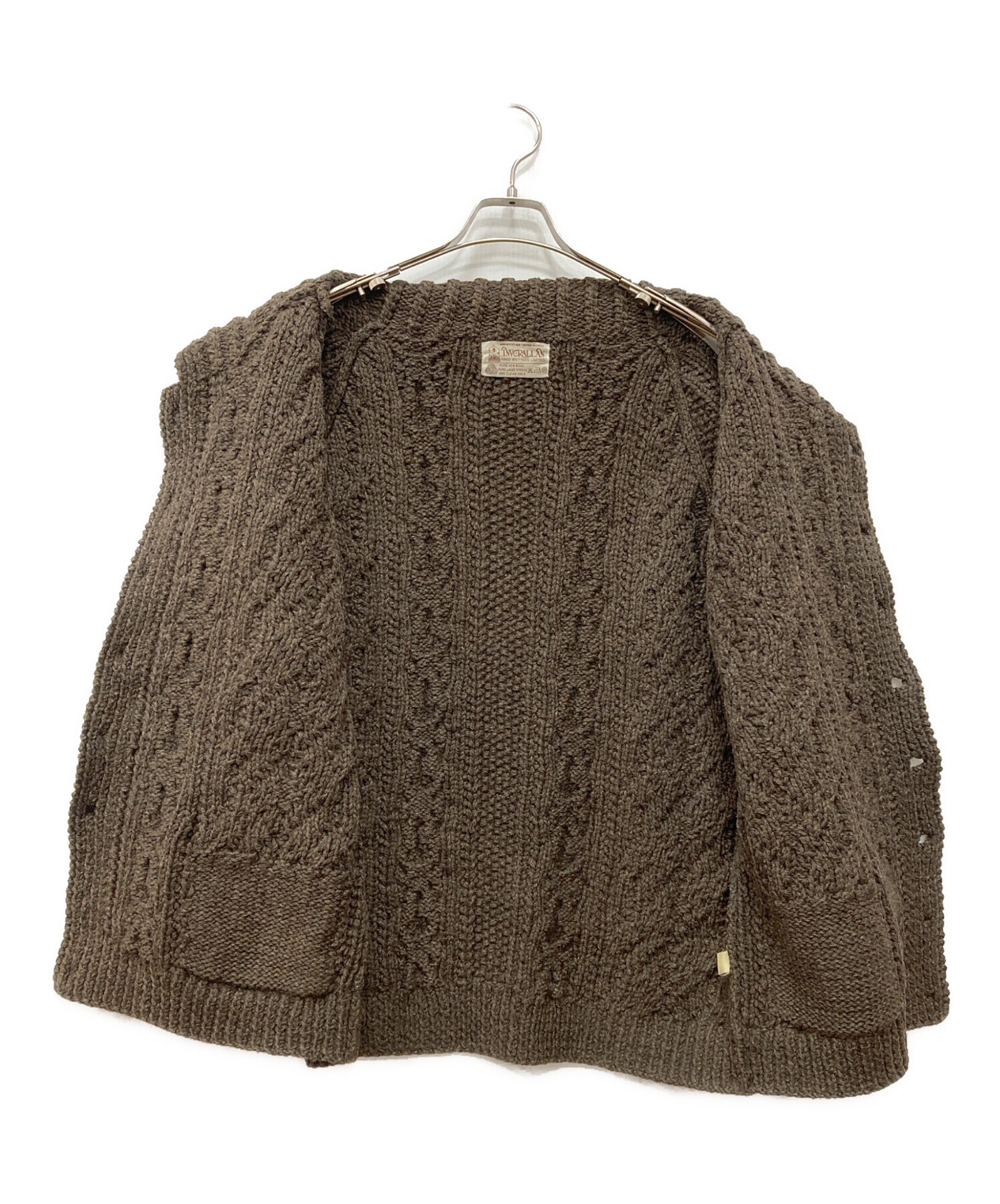 INVERALLAN インバーアラン カーディガン M ベージュ 【古着】【中古】【送料無料】 INVERALLAN（インバーアラン） 長袖ニットカーディガン ARAN LUMBER