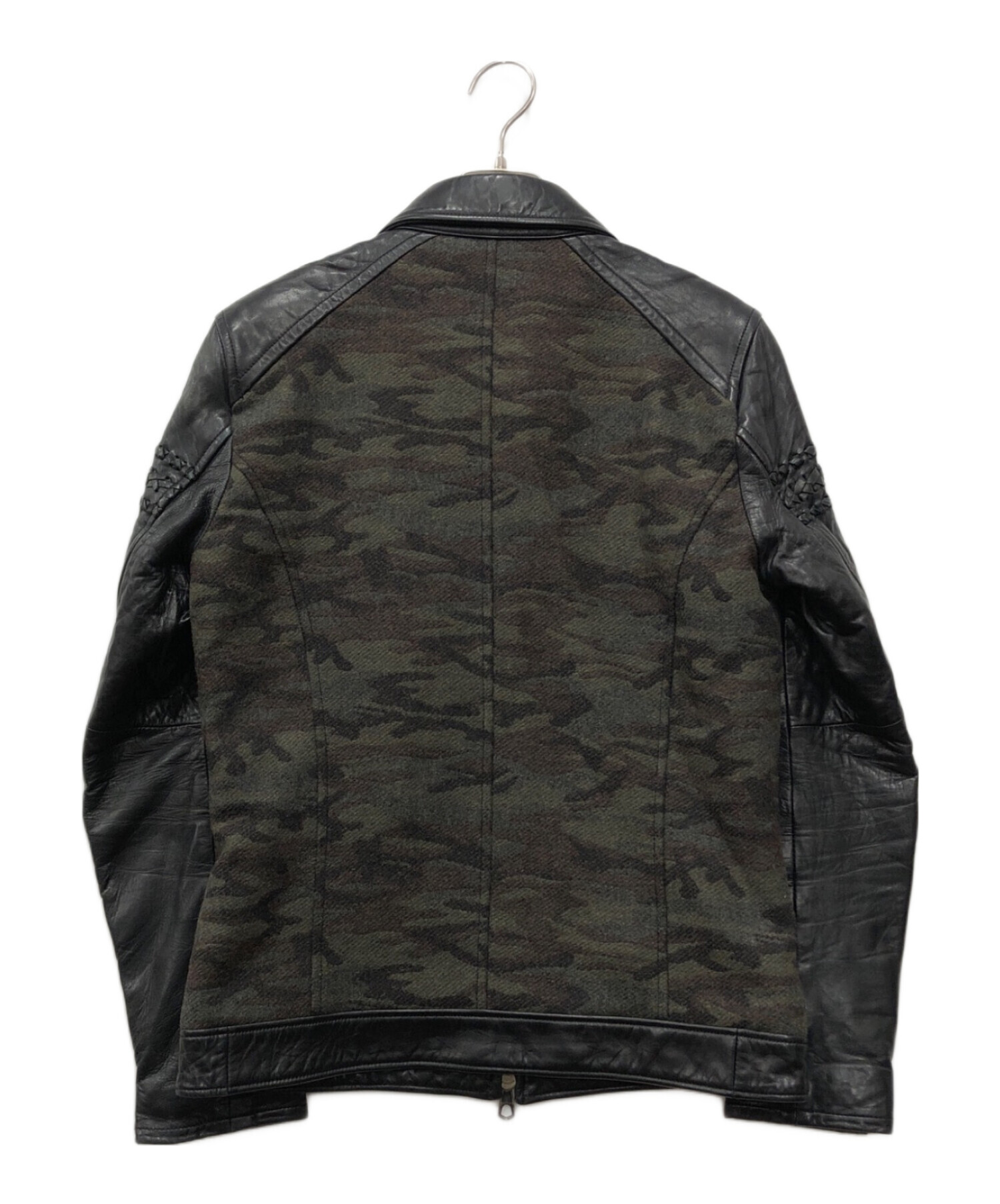 中古・古着通販】PLAG (プラグ) カモ柄レザージャケット ブラック 