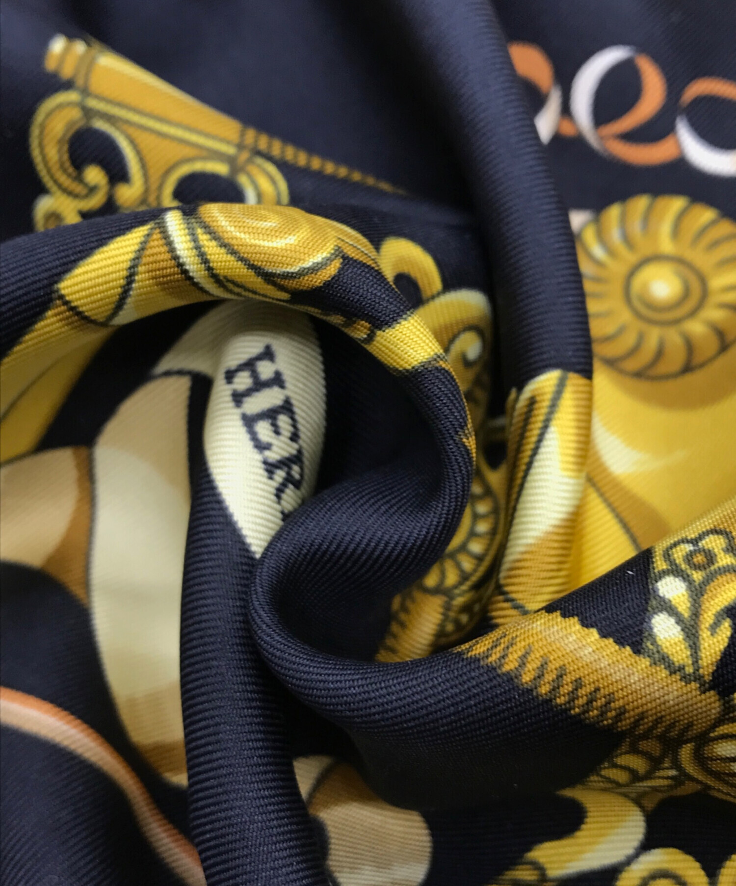 HERMES エルメス カレ90 大判スカーフ ブラック系×マルチカラー