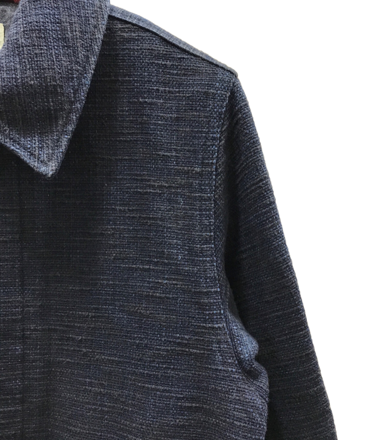 美品 Paul Smith ステンカラーコート チェック ネイビー オンワードL 中古・古着通販】Paul Smith (ポールスミス) 刺し子ステンカラーコート