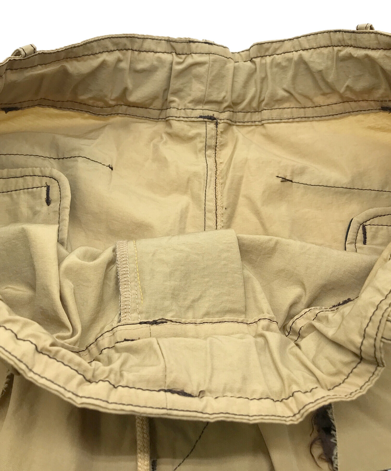 中古・古着通販】sulvam (サルバム) ナイロンデザインパンツ ベージュ 