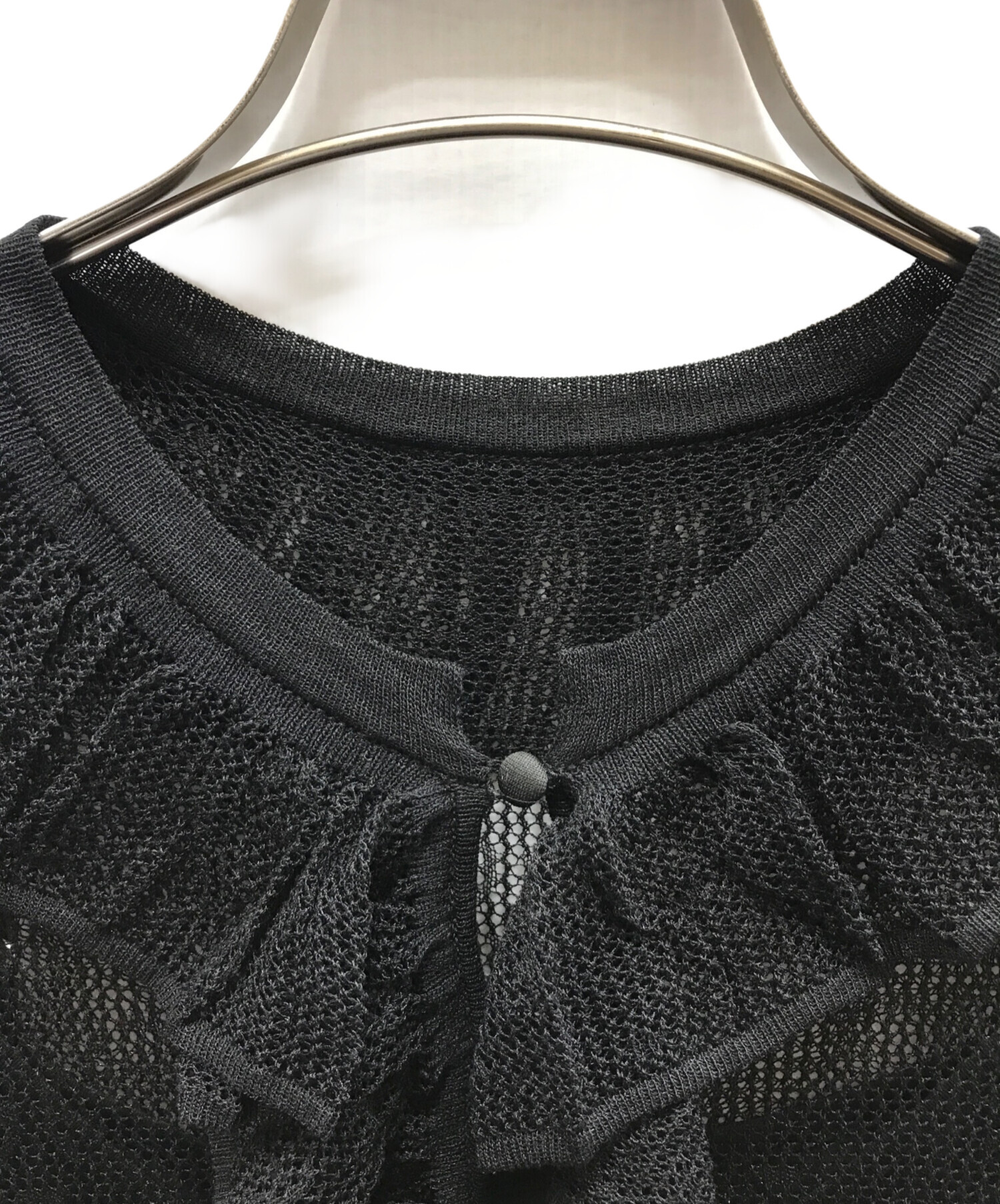 中古・古着通販】AMERI (アメリ) RUFFLE COLLAR KNIT DRESS ブラック