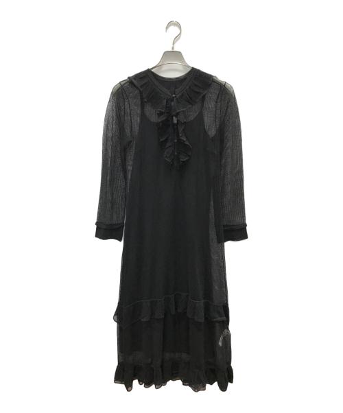 中古・古着通販】AMERI (アメリ) RUFFLE COLLAR KNIT DRESS ブラック