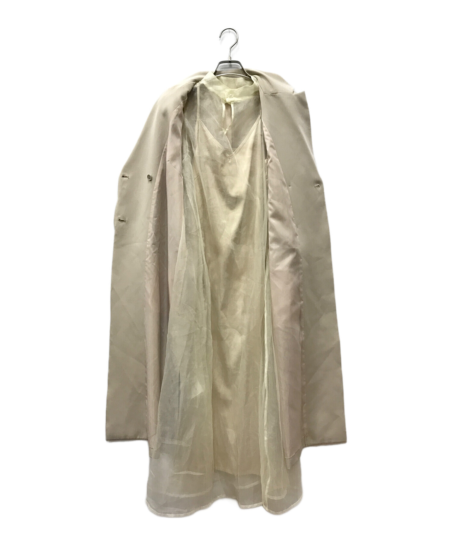 中古・古着通販】Ameri (アメリ) LONG VEST SET SHEER DRESS ベージュ  