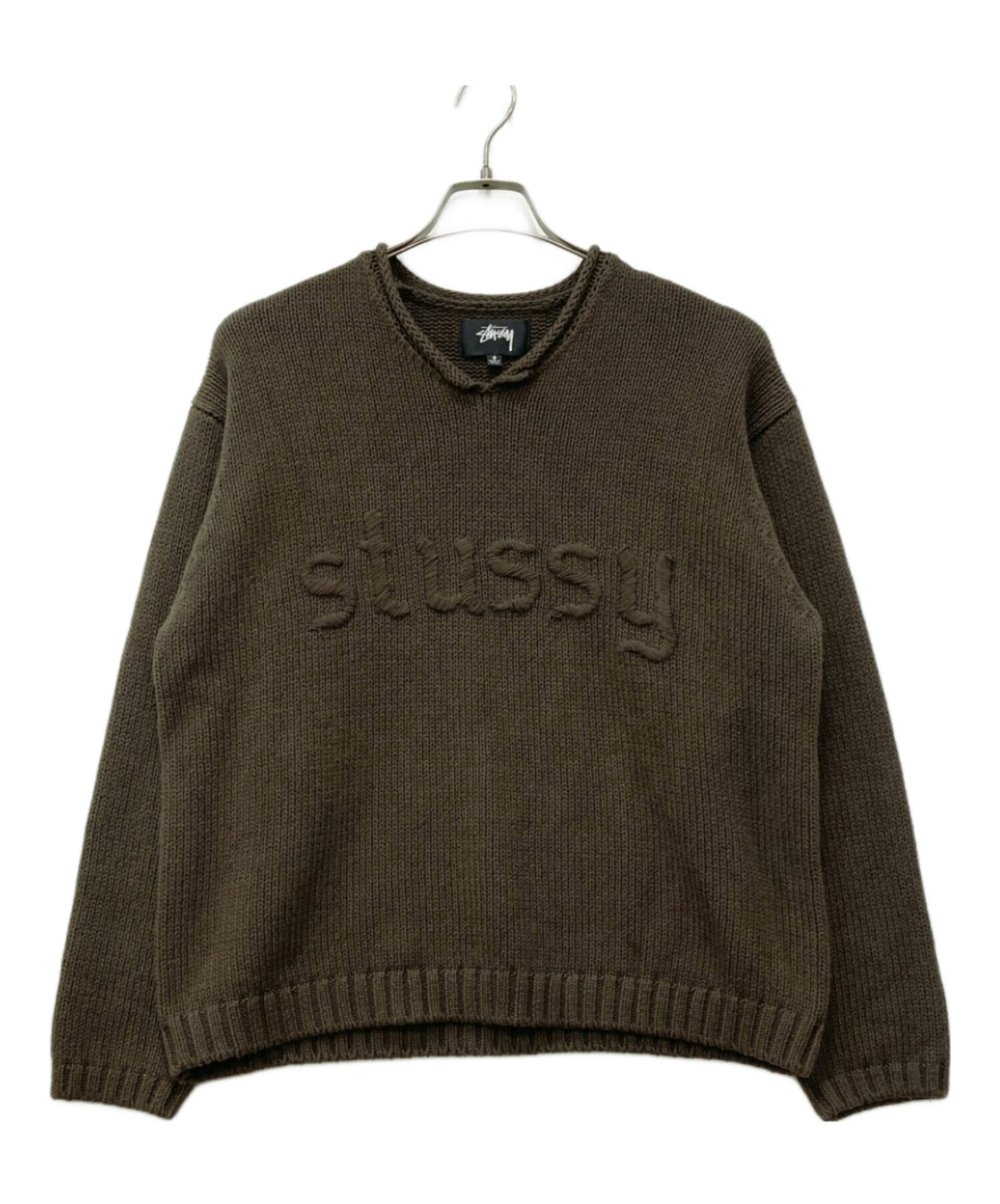 トップス Stussy Roll V-Neck Logo Sweater S 中古・古着通販】stussy (ステューシー) Roll V-Neck Logo Sweater