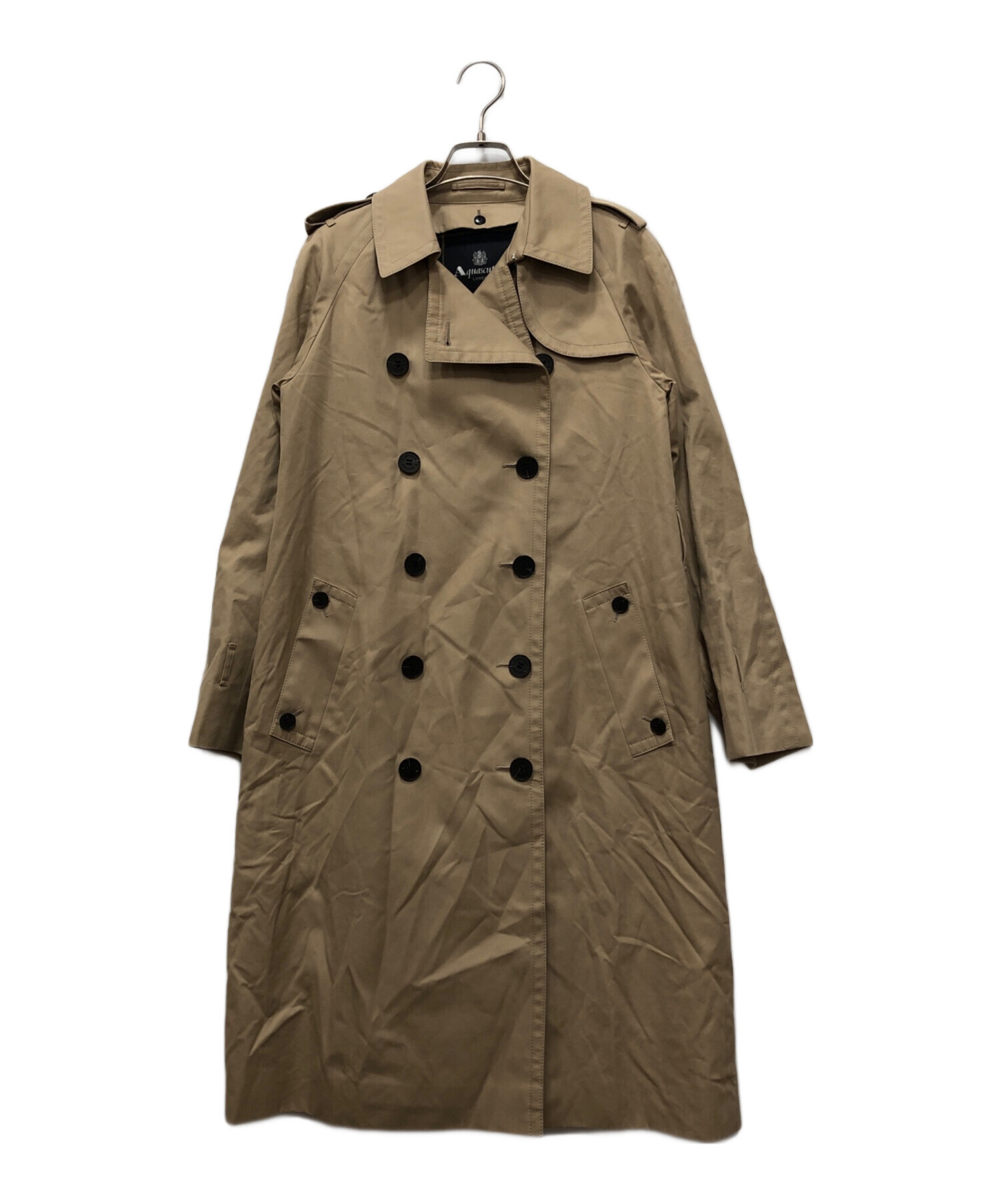 Aquascutum ライナー付トレンチコート SIZE M カーキ 左ポケットボタン