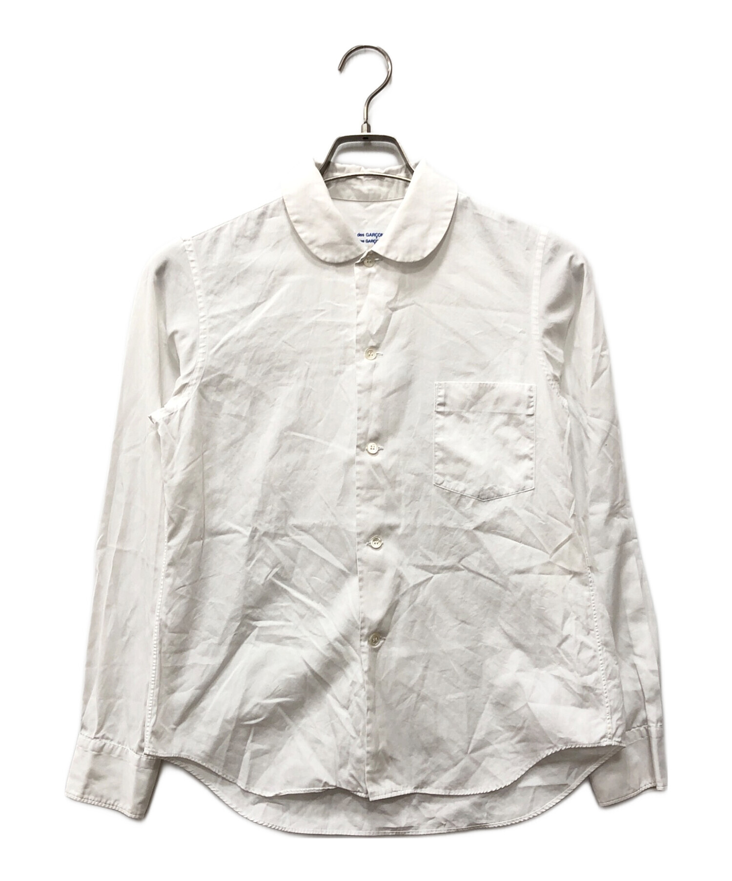 コムコム コムデギャルソン ホワイト丸襟シャツ S コムコム定番 ブラウス-丸襟シャツ・ポリエステル素材