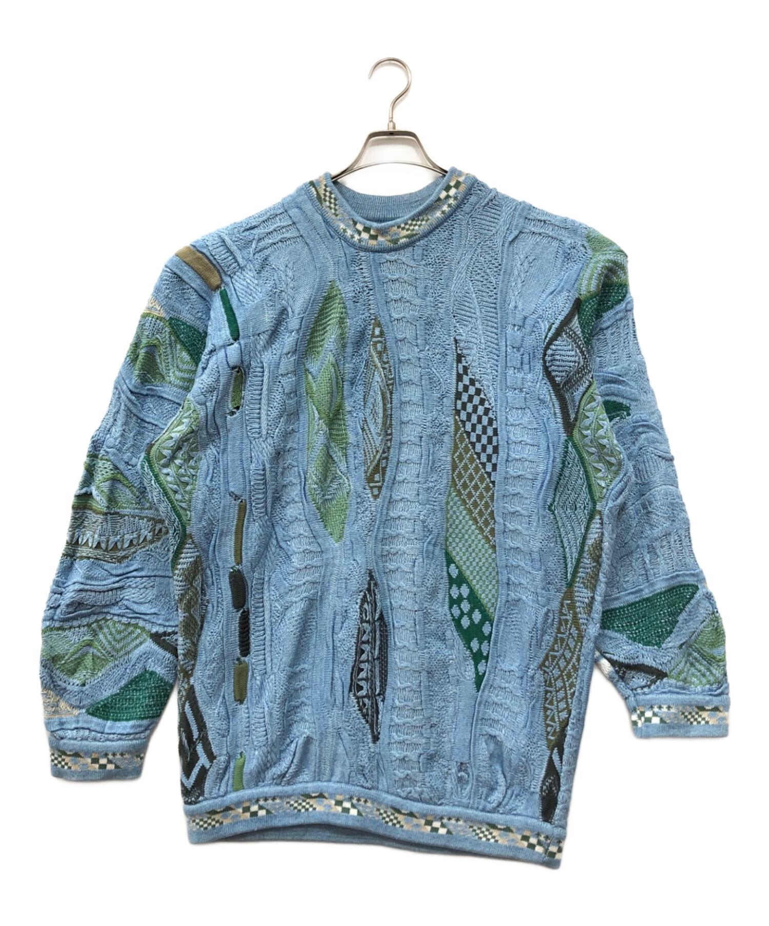 中古・古着通販】Coogi (クージー) 3D立体ケーブルニット ブルー 
