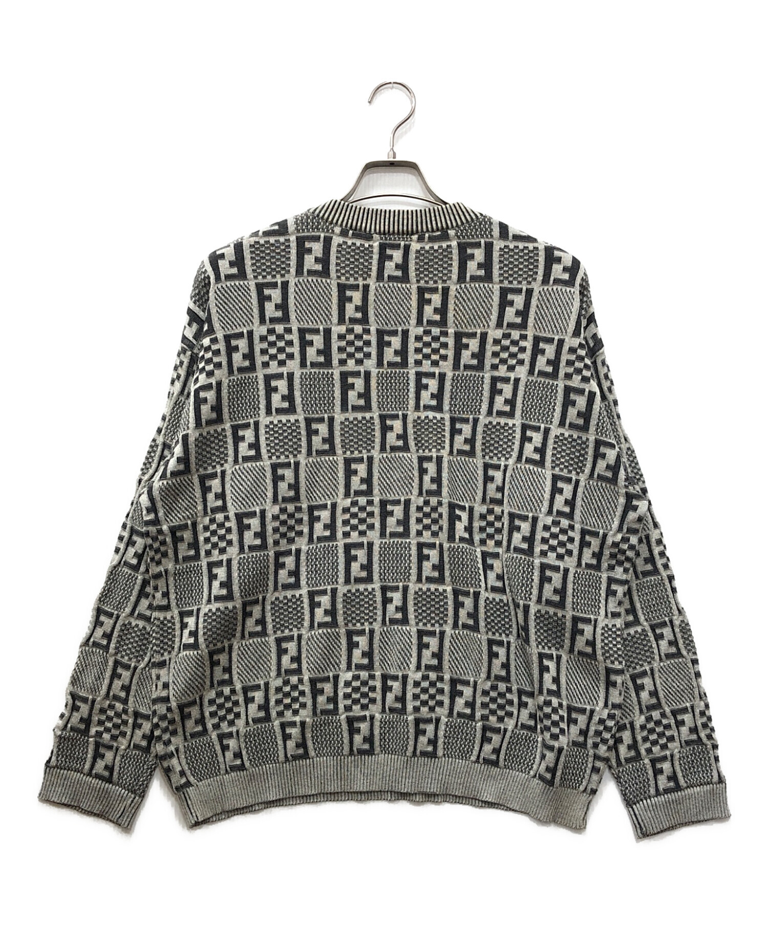 中古・古着通販】FENDI (フェンディ) ズッカ柄長袖ニット グレー 