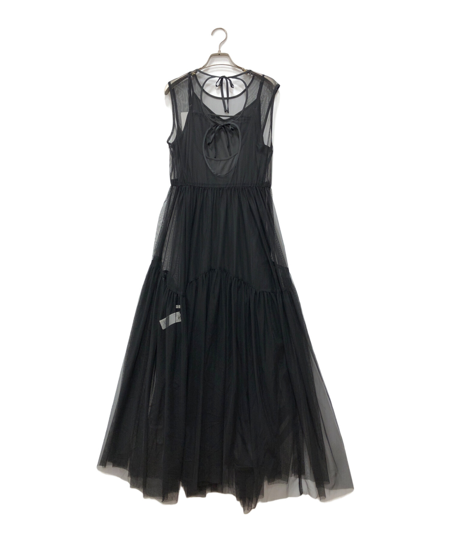 中古・古着通販】AMERI (アメリ) BLACK TULLE WAVE TIERED DRESS 