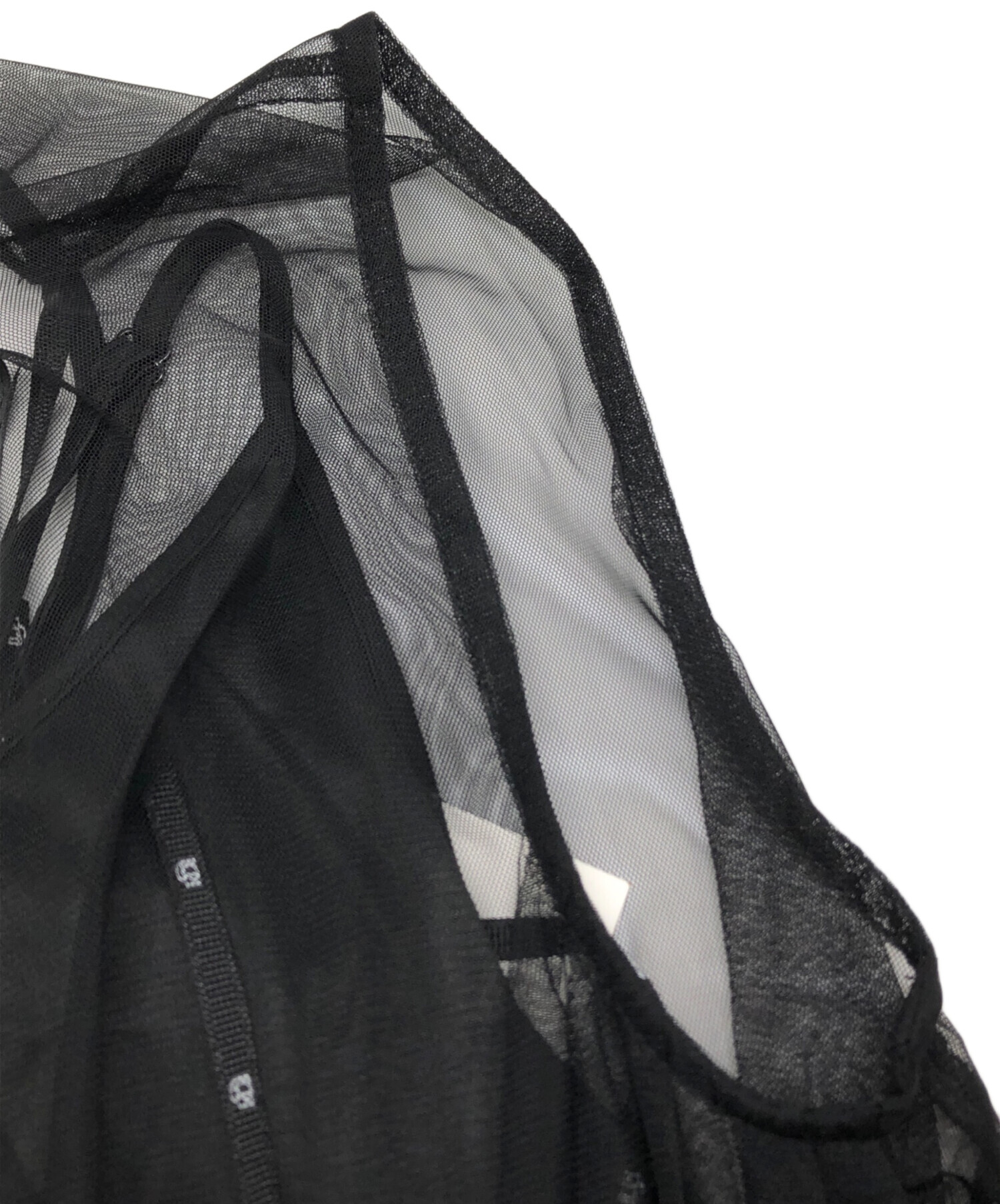 中古・古着通販】AMERI (アメリ) BLACK TULLE WAVE TIERED DRESS 