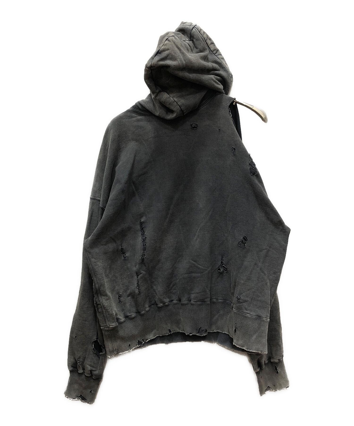 中古・古着通販】ANCELLM (アンセルム) AGING CRASH HOODIE ブラック 