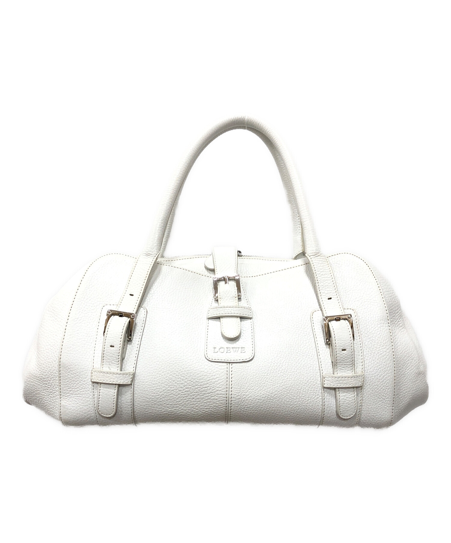 中古・古着通販】LOEWE (ロエベ) レザーボストンバッグ ホワイト 