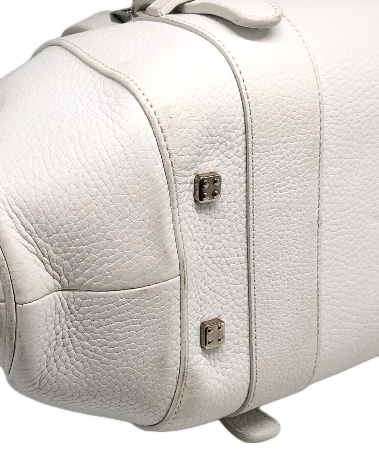 中古・古着通販】LOEWE (ロエベ) レザーボストンバッグ ホワイト 