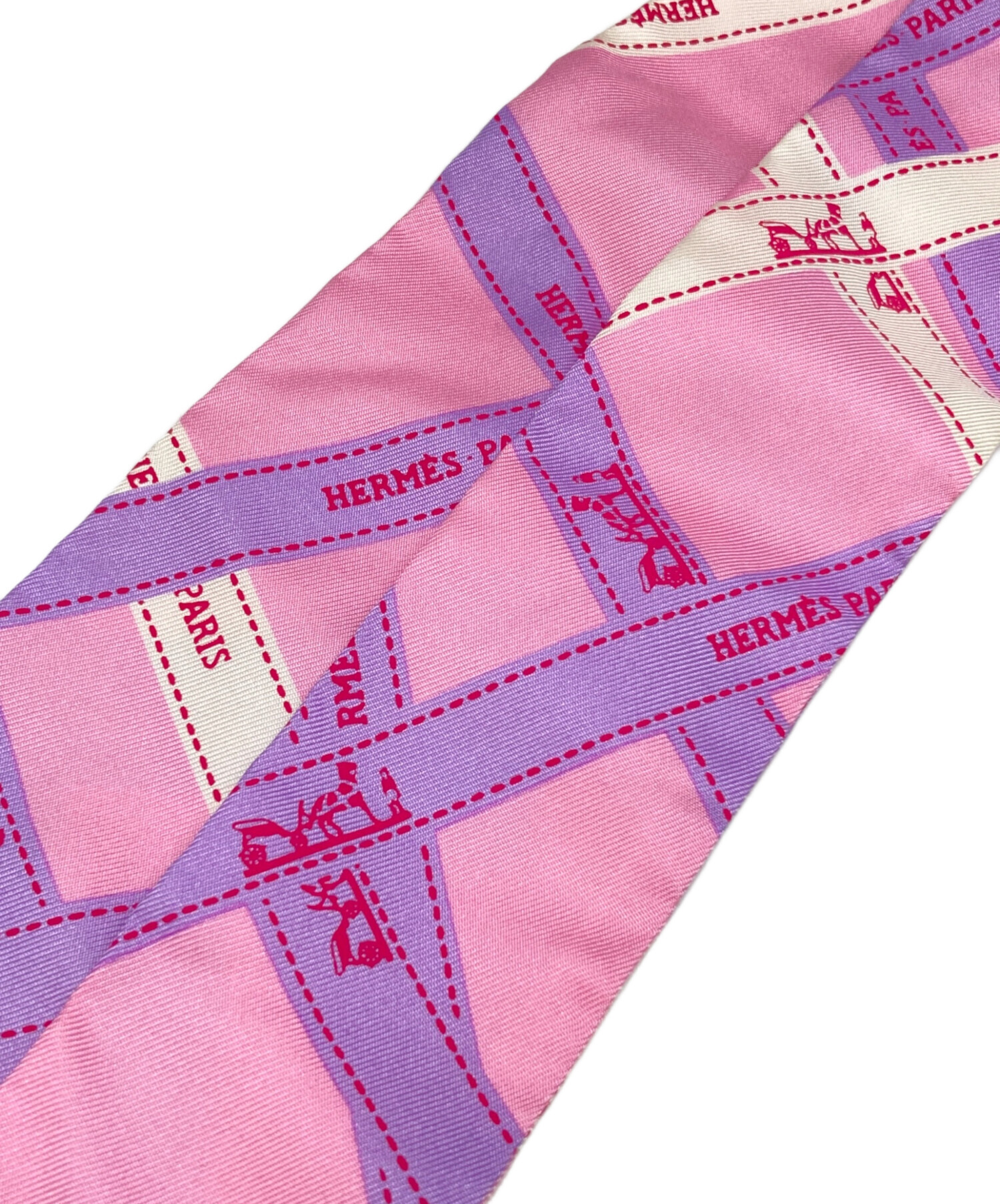 エルメス　ツイリー　スカーフ　水色　赤　ピンク 中古・古着通販】HERMES (エルメス) ツイリースカーフ ピンク