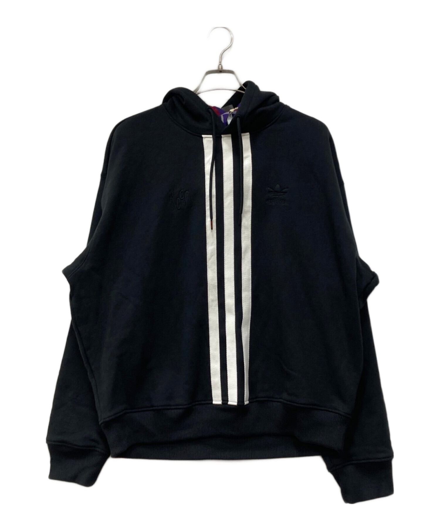 【adidas × Korn】コラボ パーカー バックロゴ 刺繍 XL コーン adidas × Korn】コラボ パーカー バックロゴ 刺繍 XL コーン