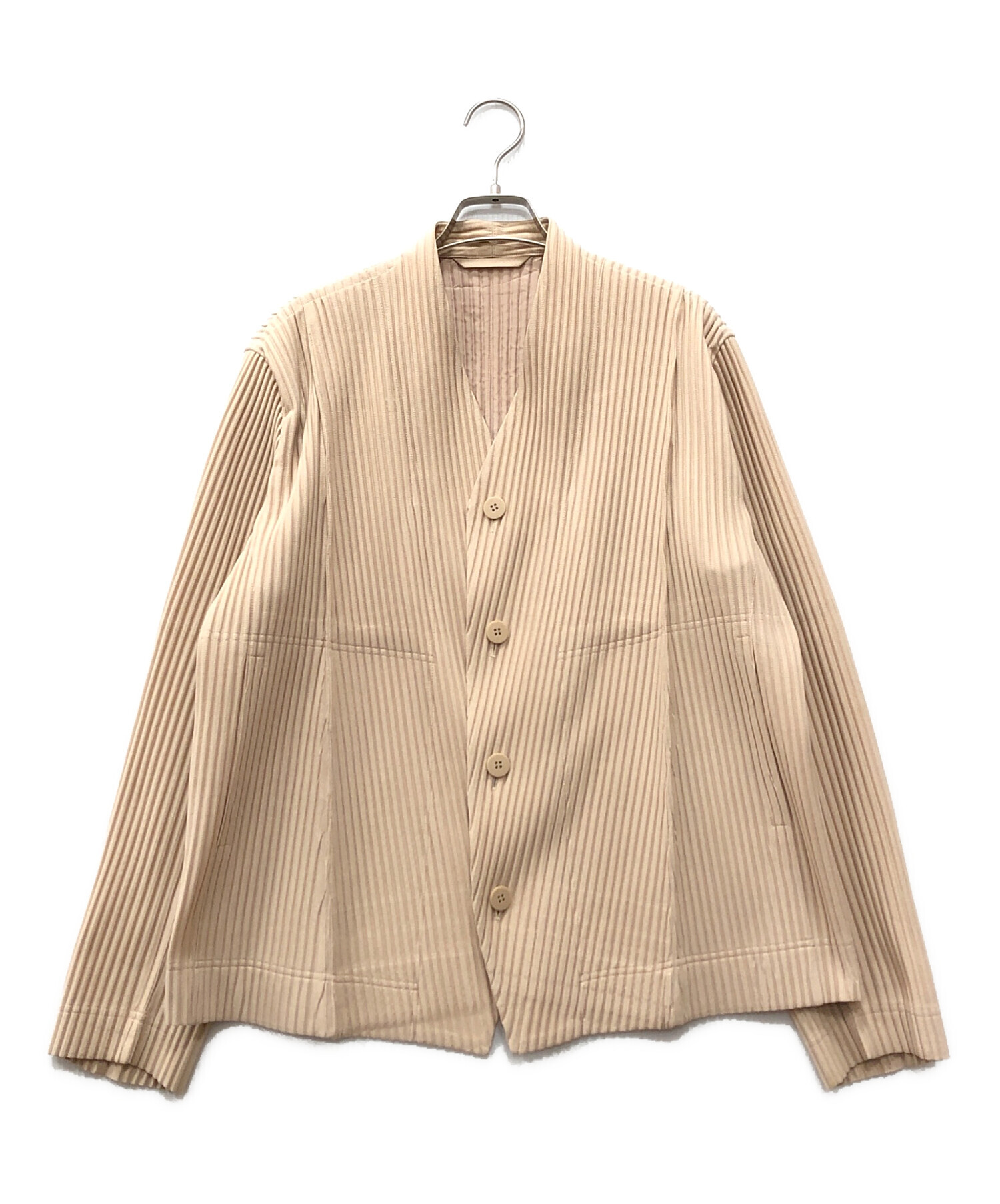 オムプリッセ イッセイミヤケ　HOMME PLISSE ジャケット　ベージュ　3 中古・古着通販】HOMME PLISSE ISSEY MIYAKE (オム プリッセ イッセイ
