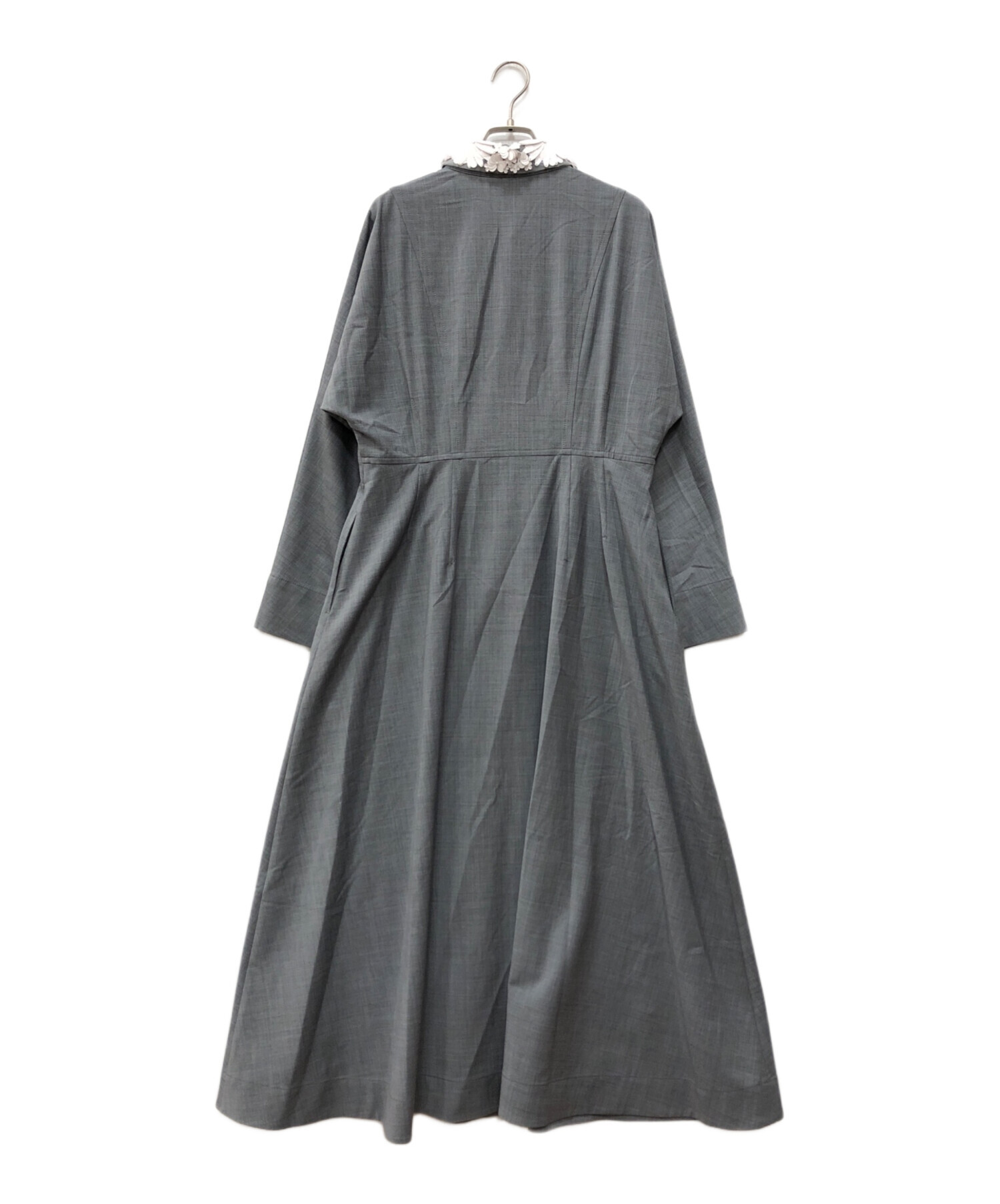 中古・古着通販】EBURE (エブール) ブラウスワンピース グレー サイズ 