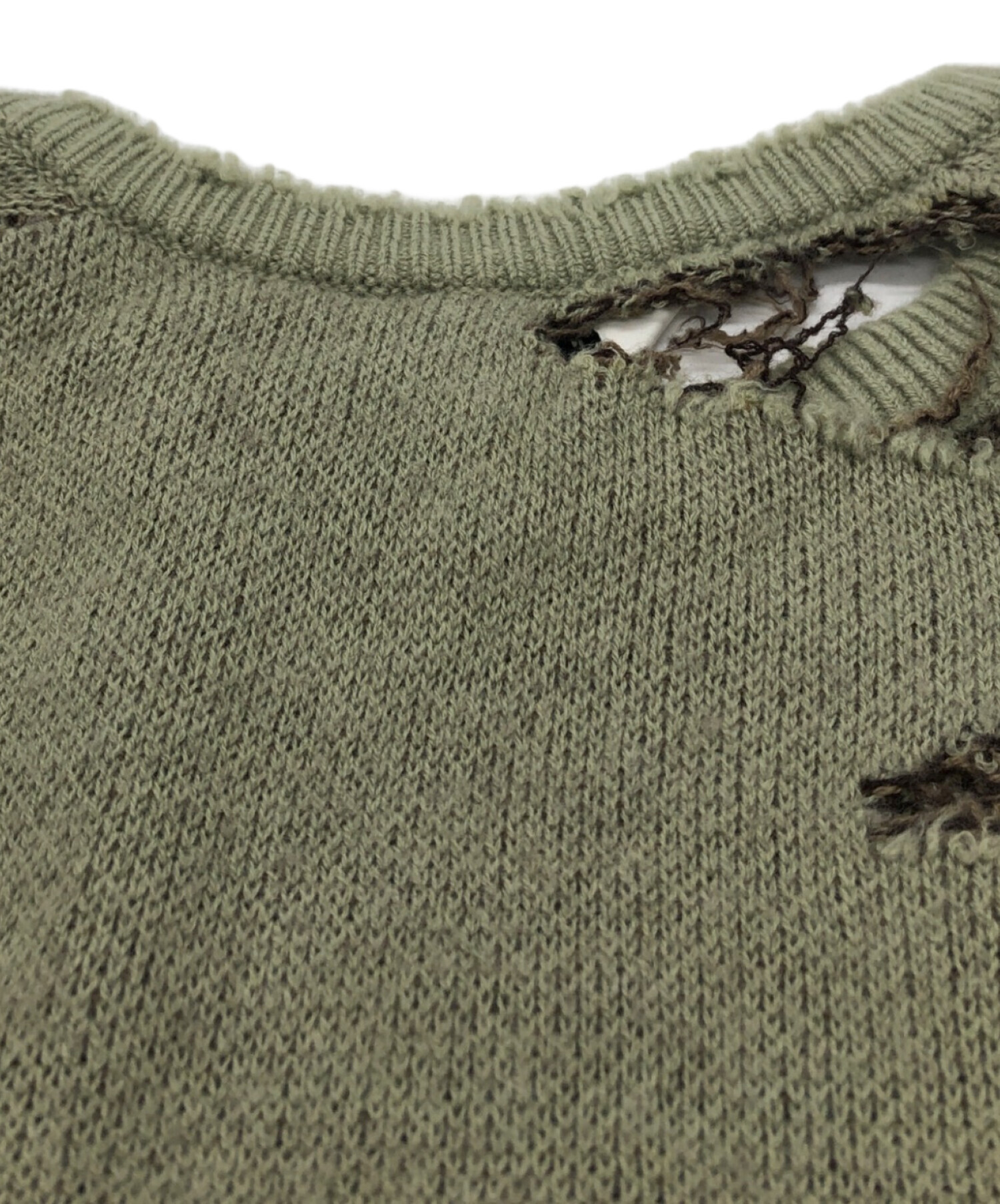 中古・古着通販】ANCELLM (アンセルム) DAMAGE KNIT グリーン サイズ:2