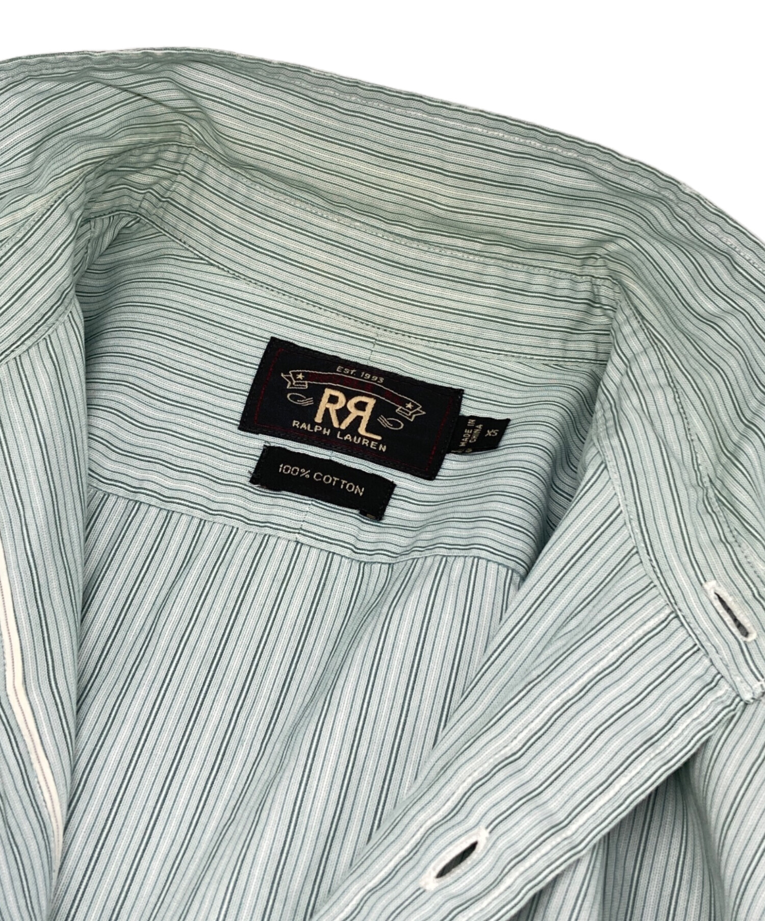 中古・古着通販】RRL (ダブルアールエル) ストライプシャツ グリーン