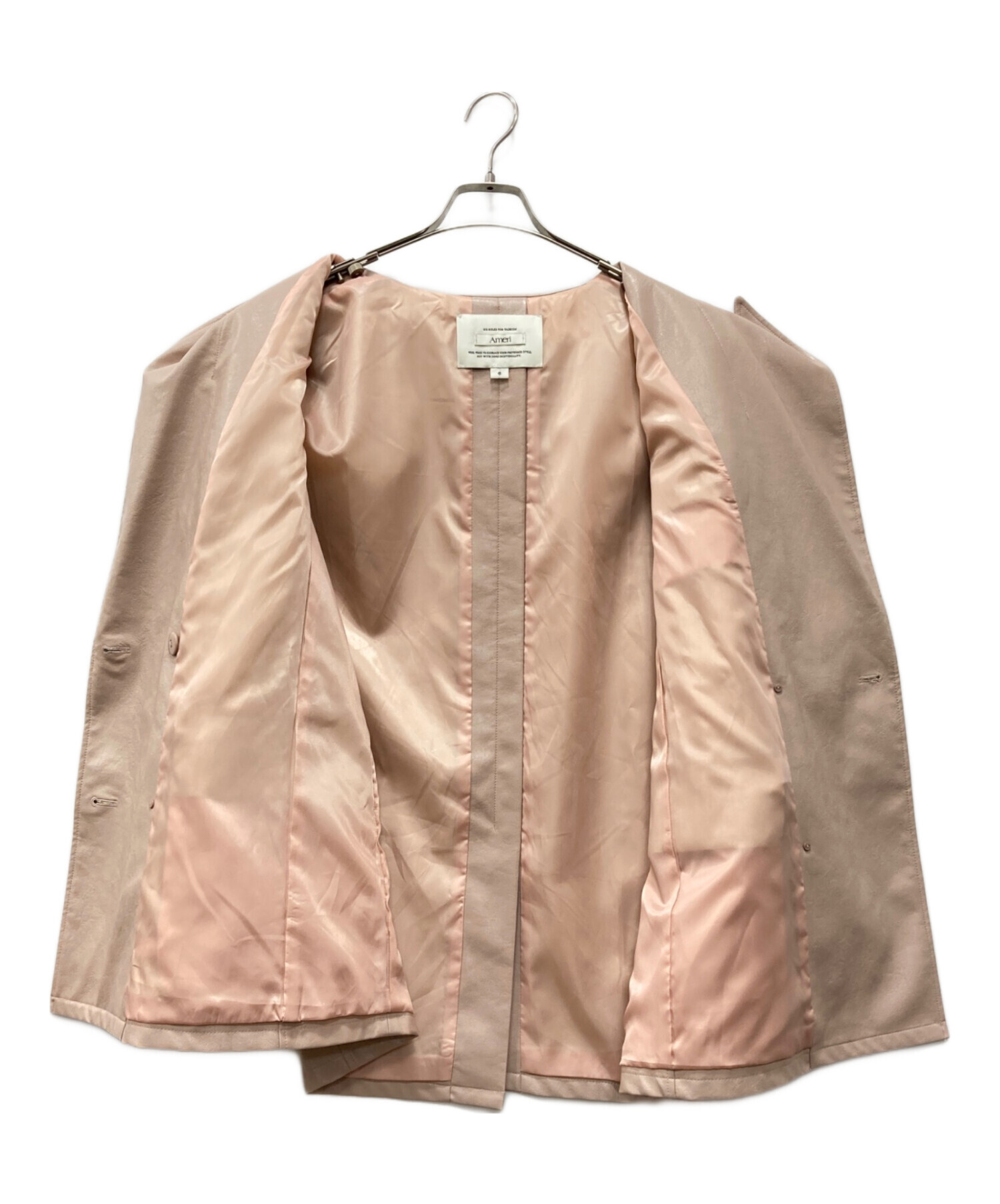 中古・古着通販】AMERI (アメリ) LUSTER FAKE LEATHER JACKET ピンク