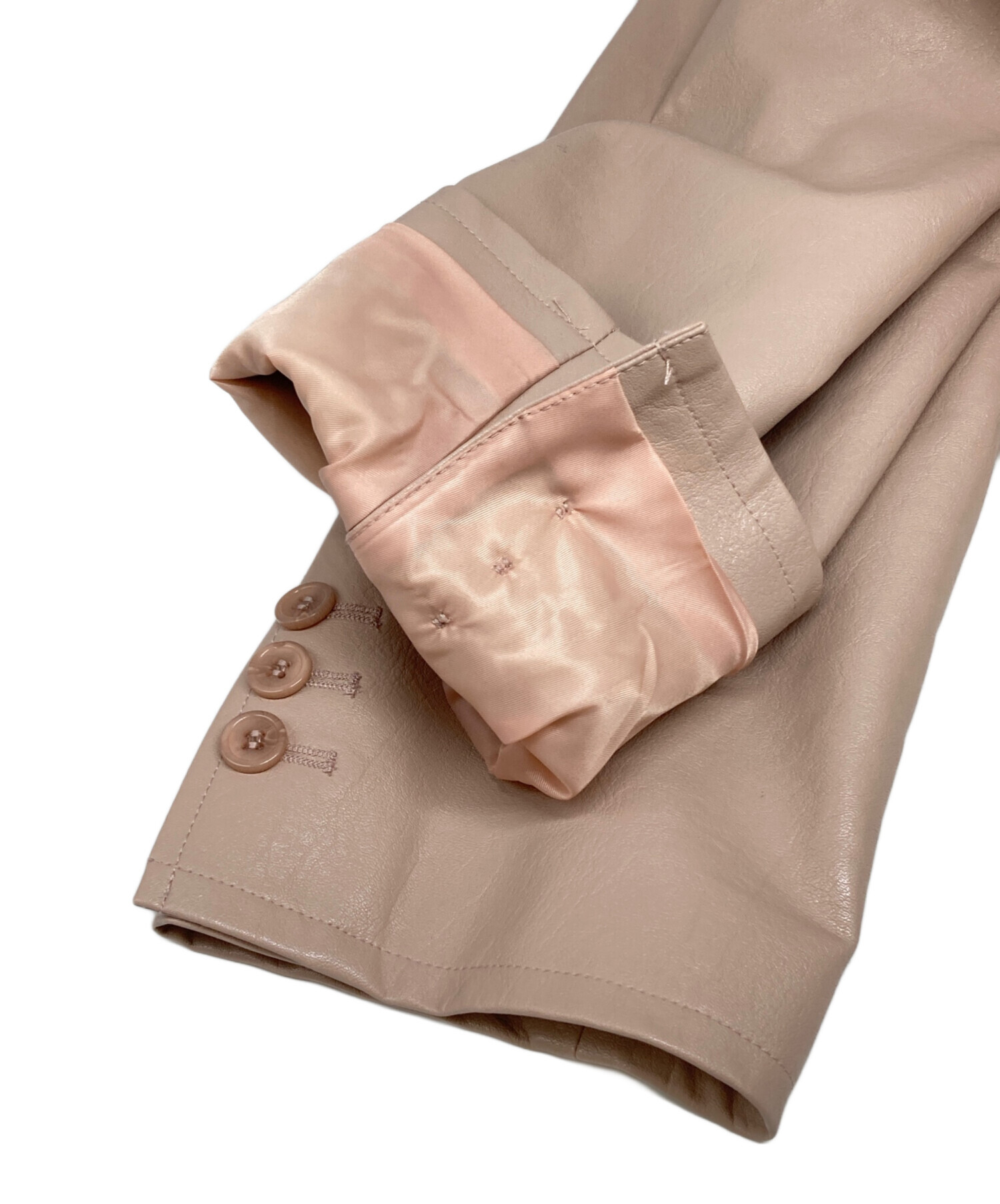 中古・古着通販】AMERI (アメリ) LUSTER FAKE LEATHER JACKET ピンク