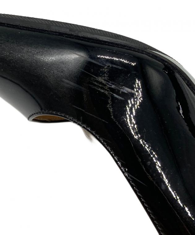 PRADA ブラック エナメル ヒール サイズ38 中古・古着通販】PRADA (プラダ) エナメルヒールパンプス
