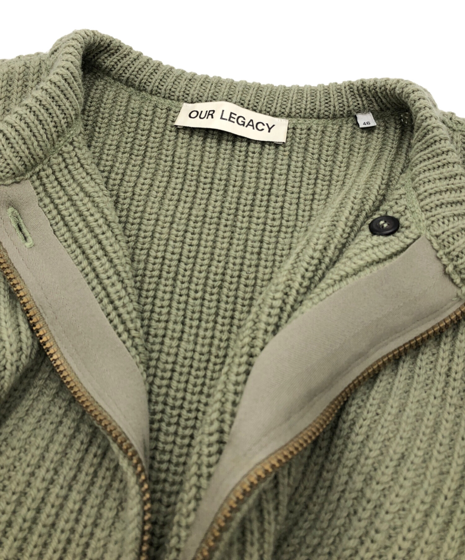 OUR LEGACY カーディガン 46サイズ オリーブグリーン 中古・古着通販】OUR LEGACY (アワーレガシー) ZIP WRAP CARDIGAN