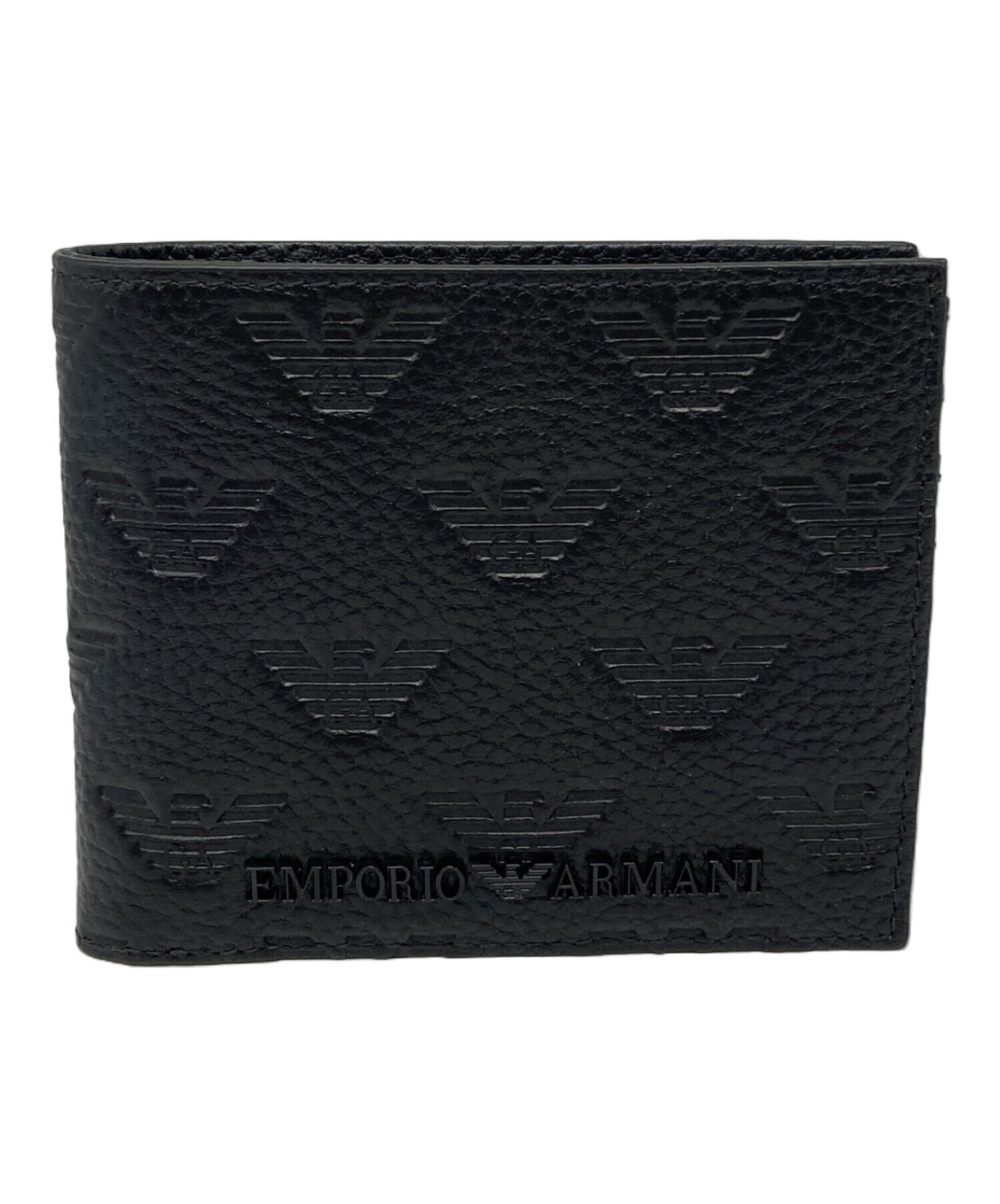 EMPORIO ARMANI 二つ折り財布 黒 中古・古着通販】EMPORIO ARMANI 