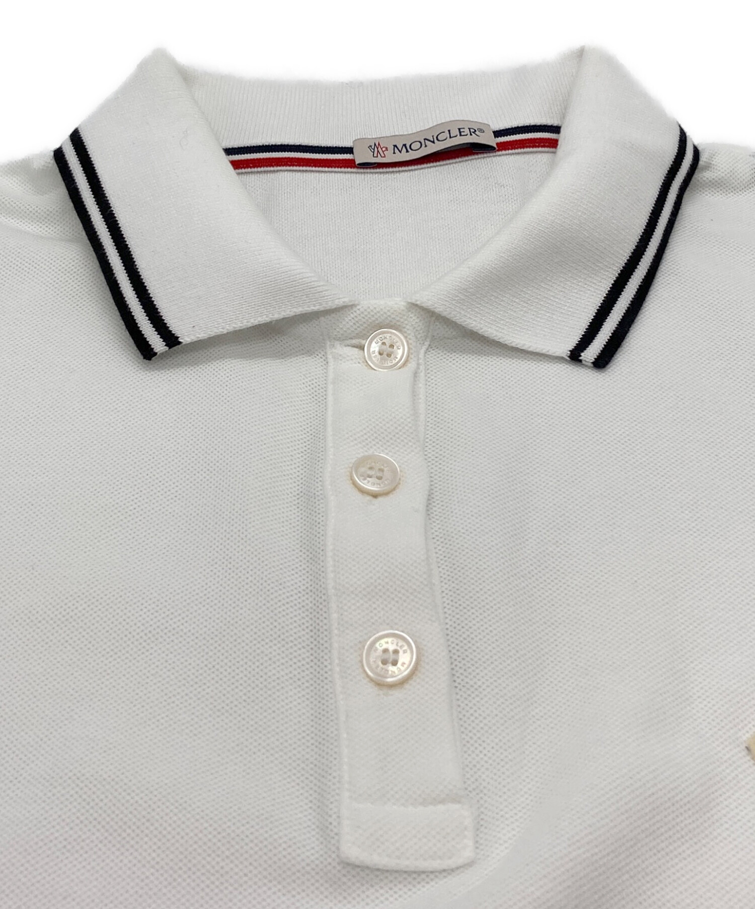 W*t様 MONCLER モンクレール 美品　ポロシャツ COMM ホワイト M ホワイト ポロシャツ : トップ＆Tシャツ 向けの レディース | モンクレール