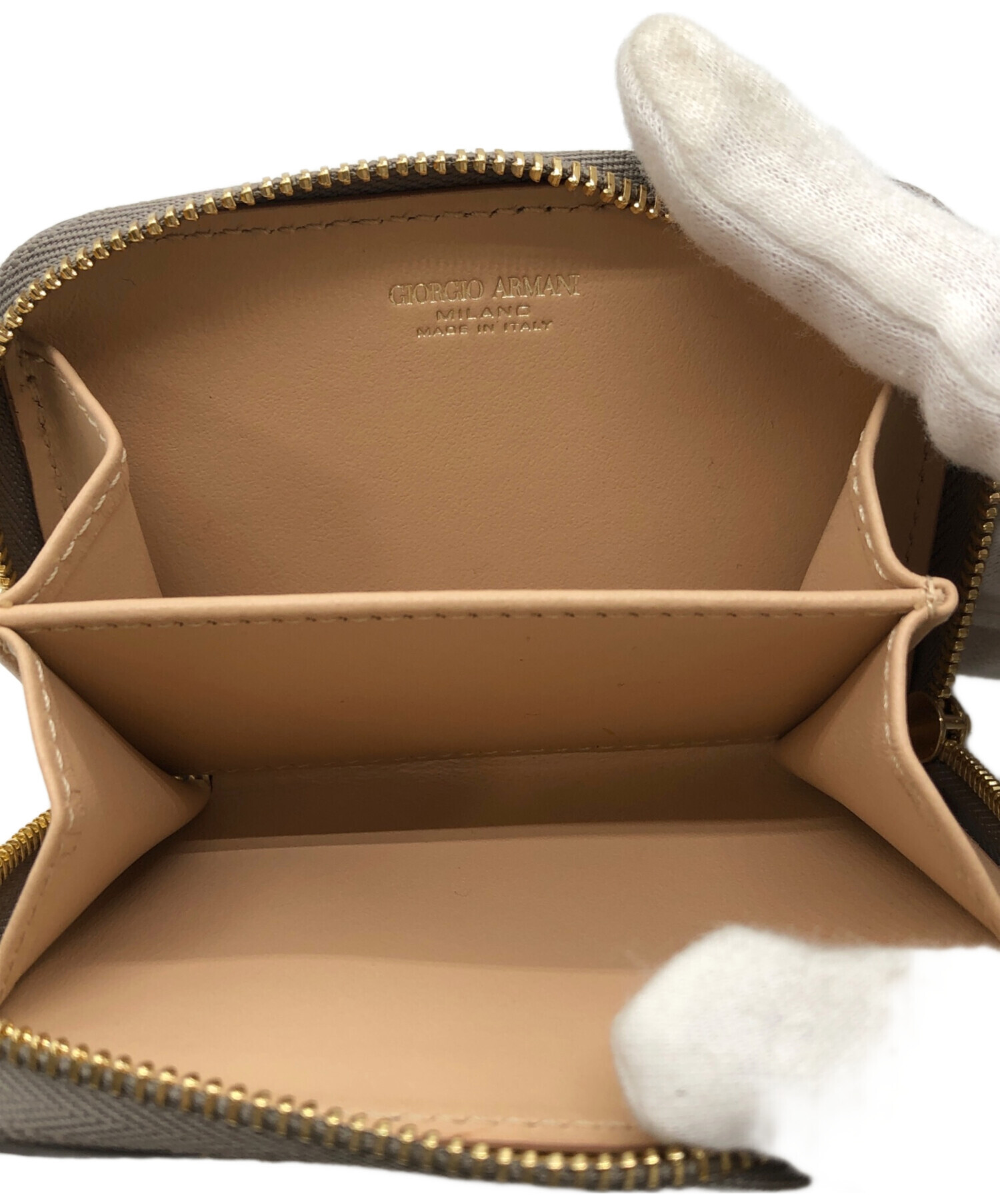 GIORGIO ARMANI コインケース 小銭入れ レザー ダークブラウン GIORGIO 