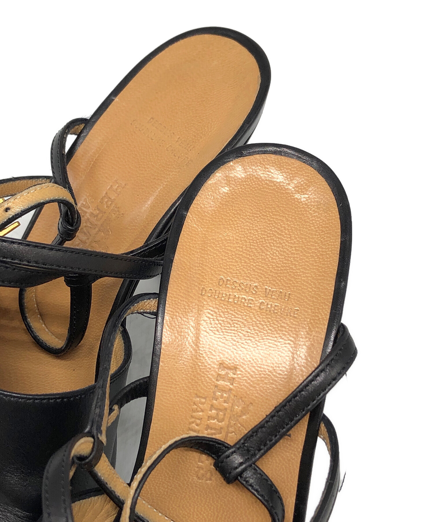 中古・古着通販】HERMES (エルメス) ストラップサンダル ブラック
