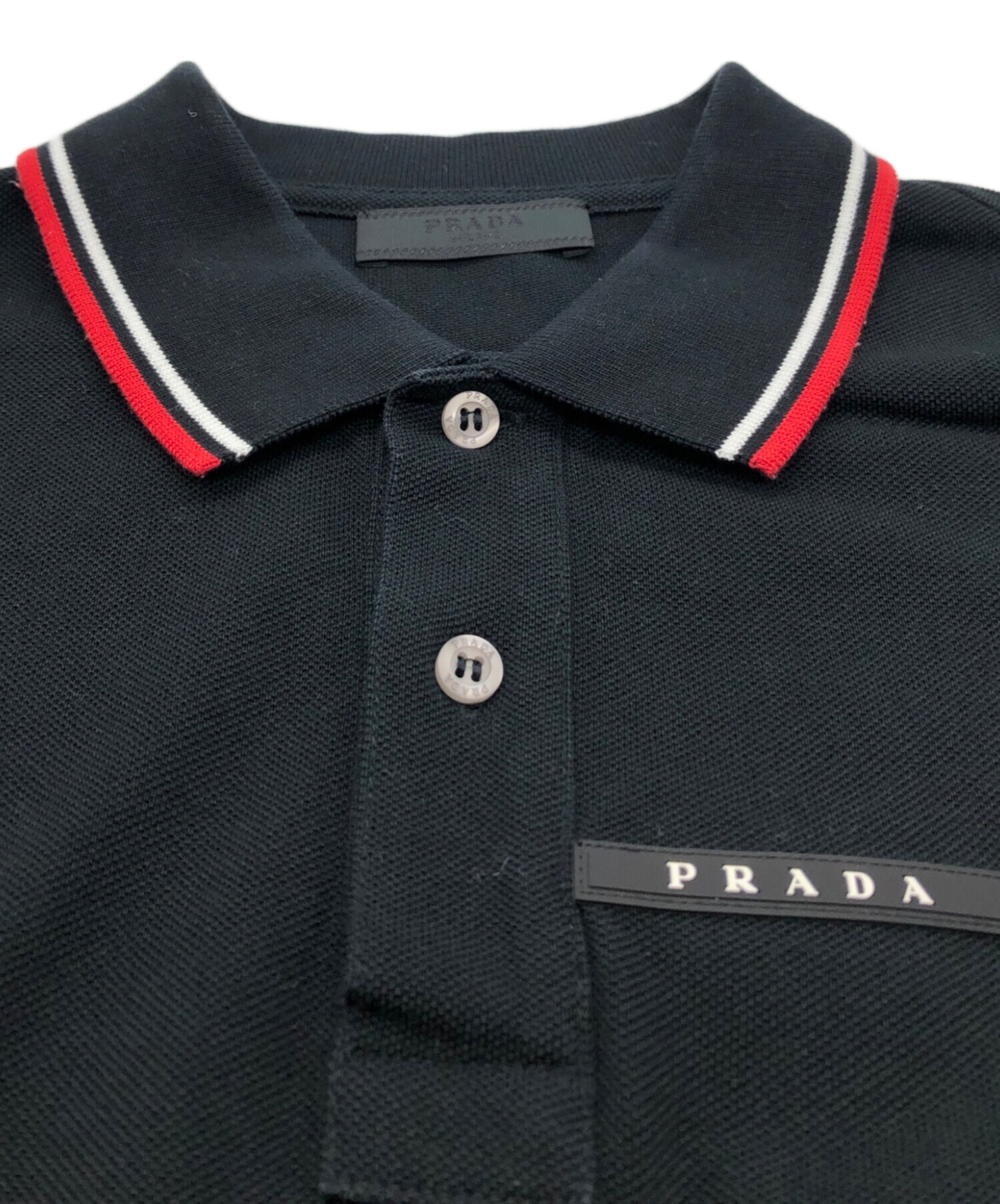 1*様 PRADA プラダ 黒 ブラック ポロシャツ メンズ Mサイズ 中古・古着通販】PRADA (プラダ) ポロシャツ ブラック サイズ:M