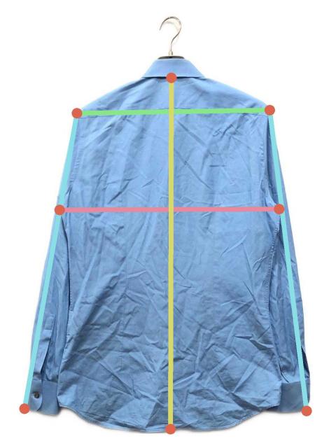 定価約15万 PRADA 三角ロゴ ストレッチポプリンシャツ ライトブルー 39